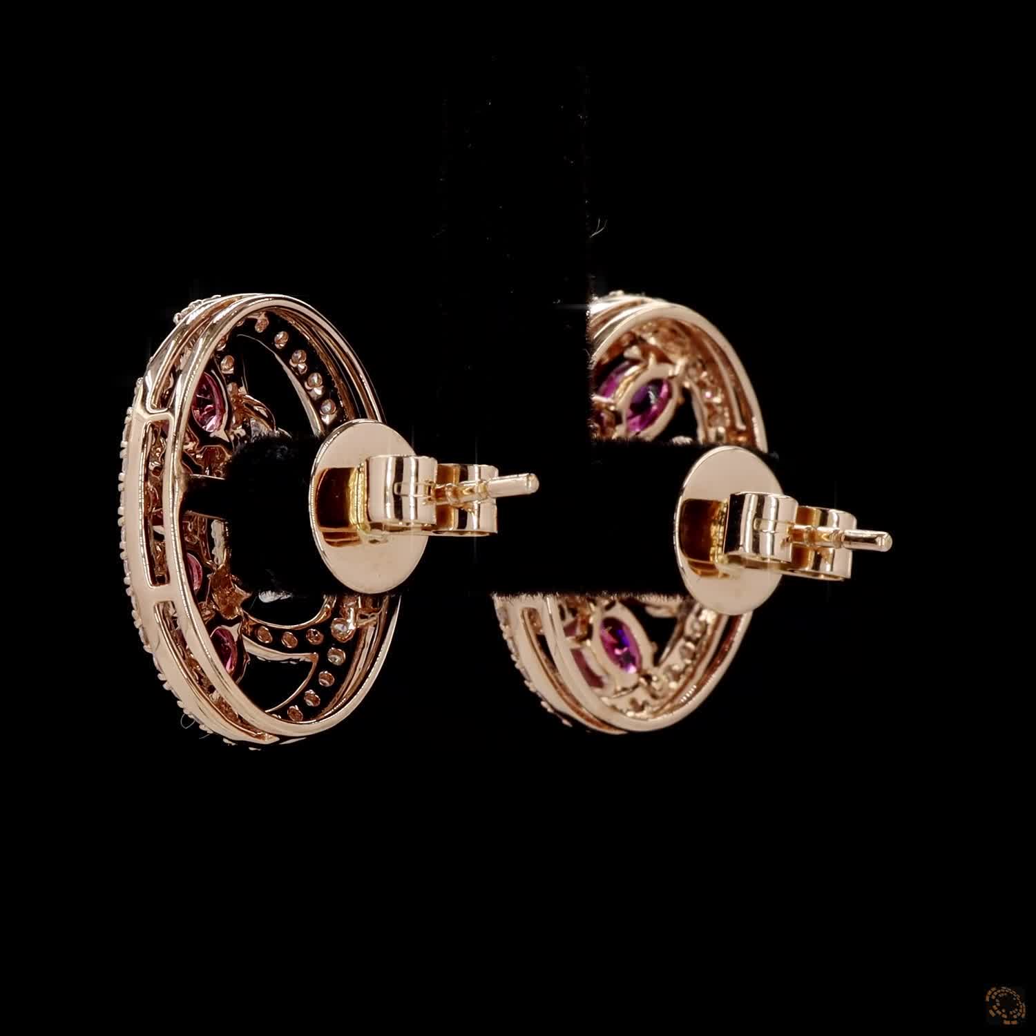 Ruby Diamond Earrings in 18KT Rose Gold