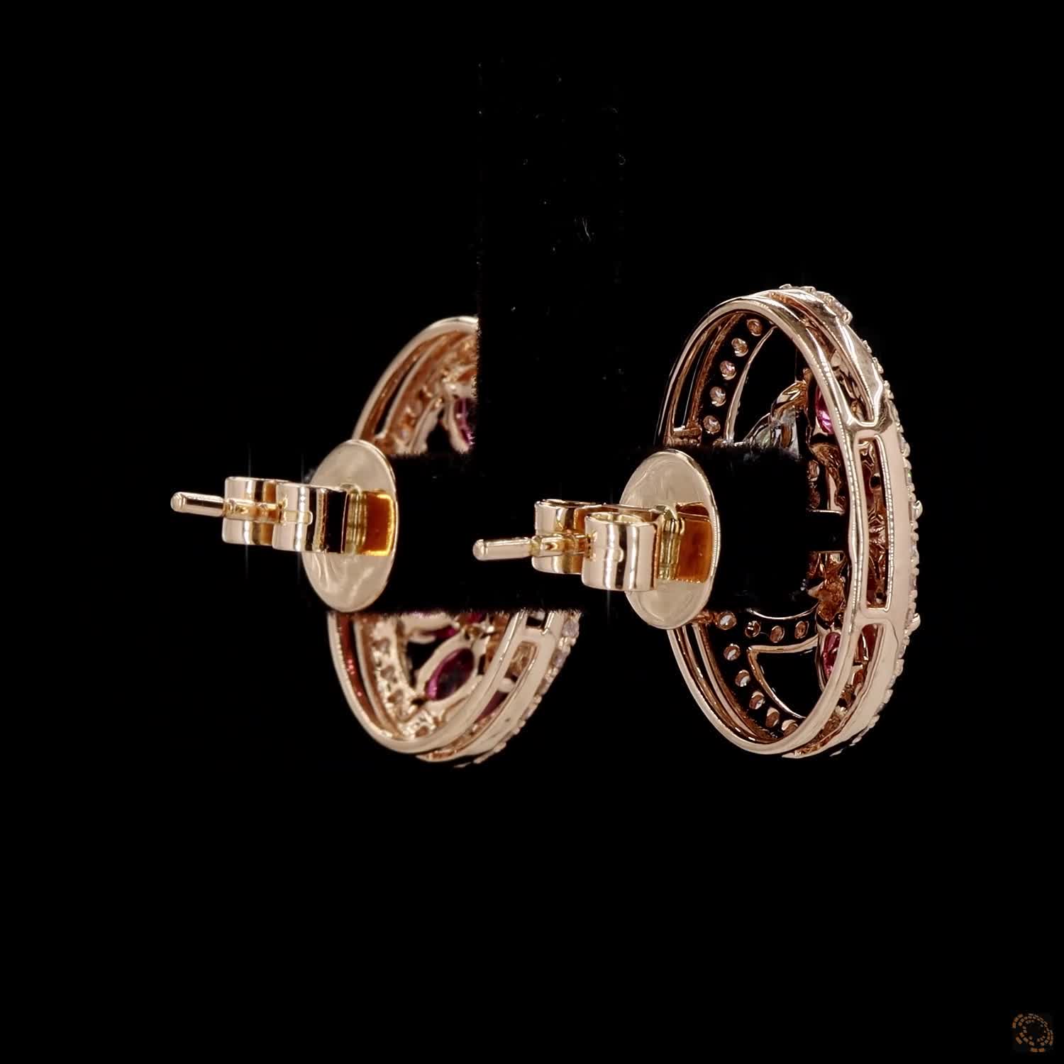 Ruby Diamond Earrings in 18KT Rose Gold