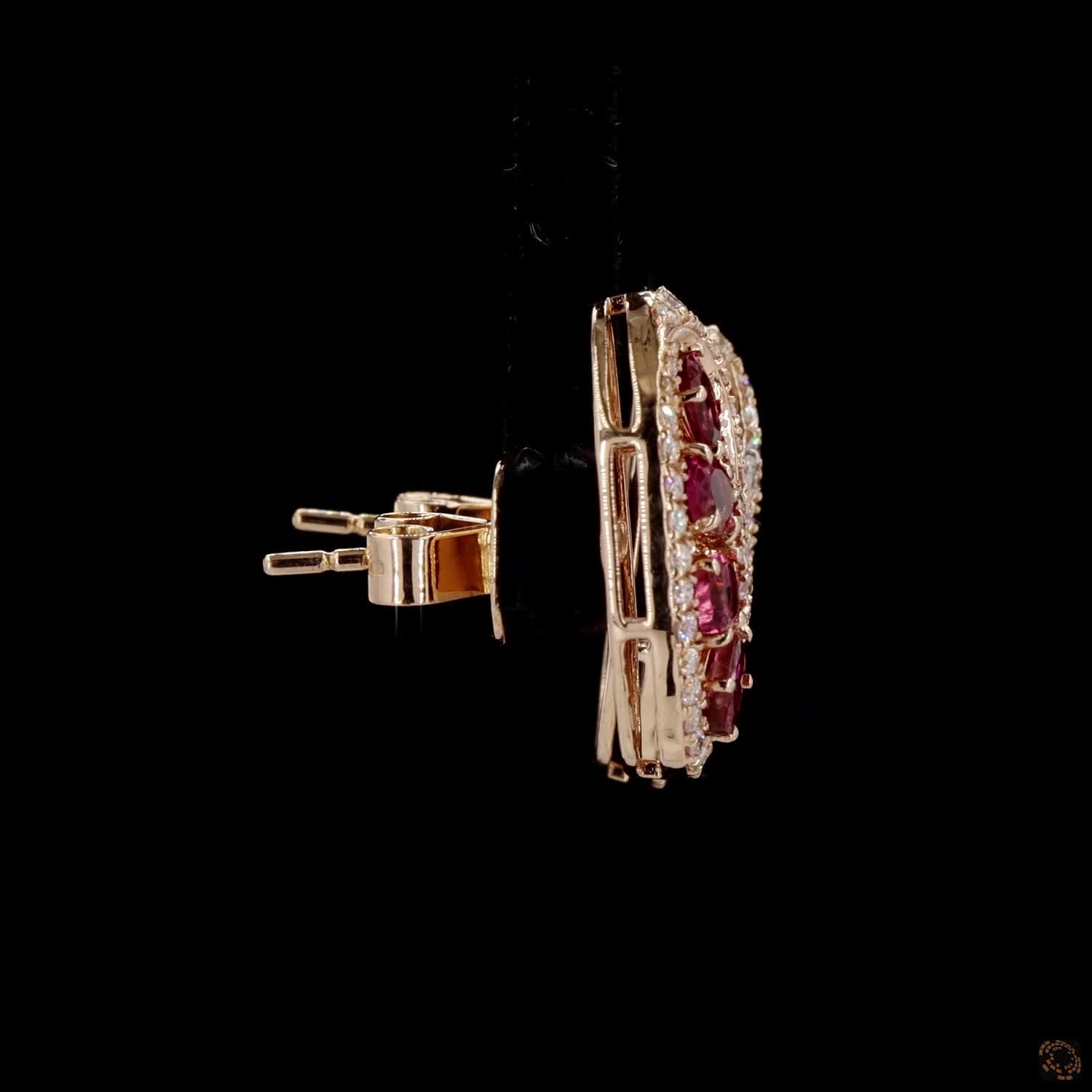 Ruby Diamond Earrings in 18KT Rose Gold