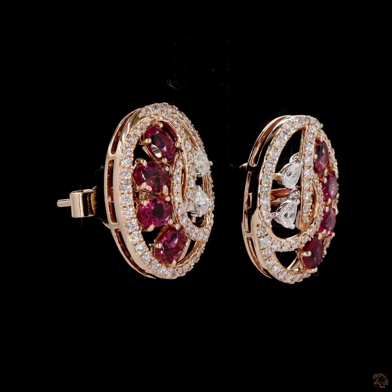 Ruby Diamond Earrings in 18KT Rose Gold