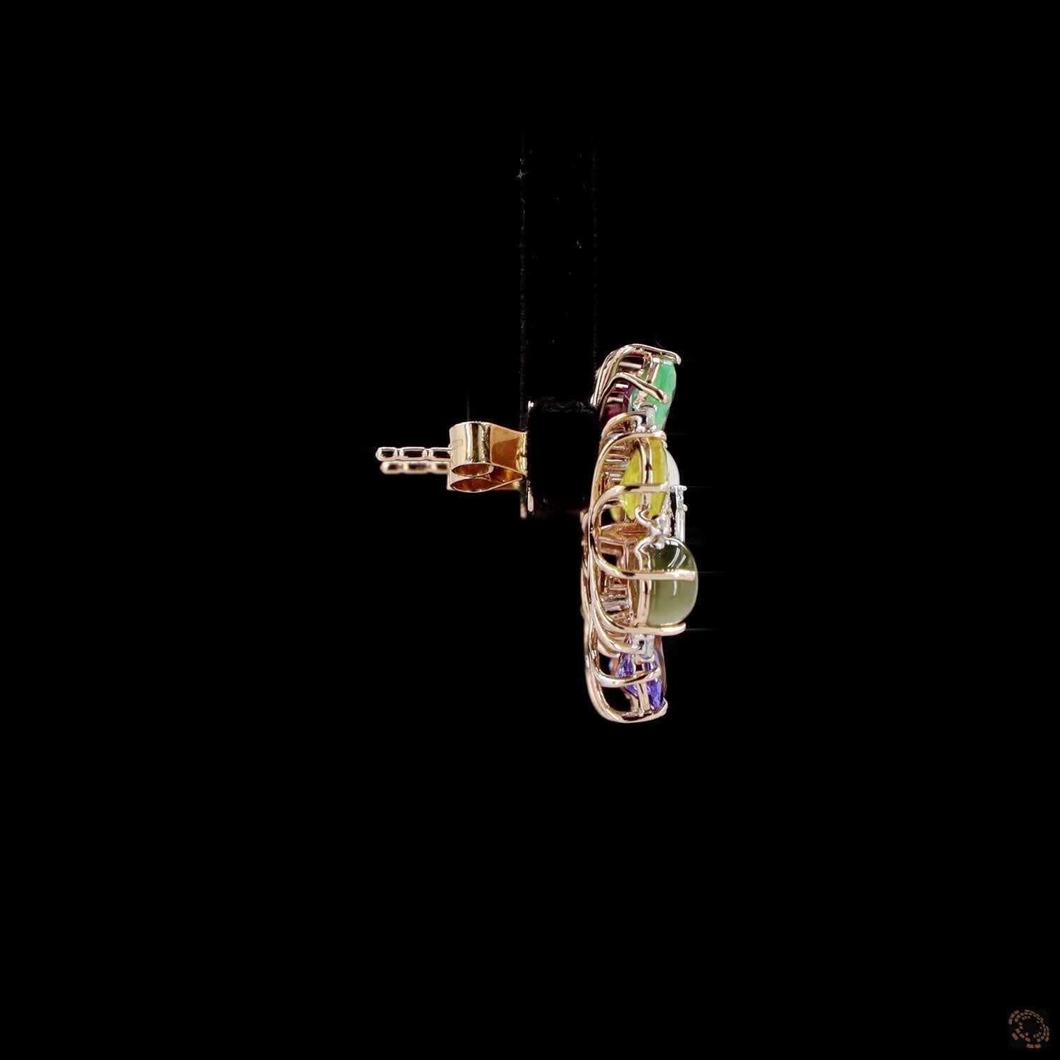 Navratna Stone Diamond Earrings in 18KT Rose Gold