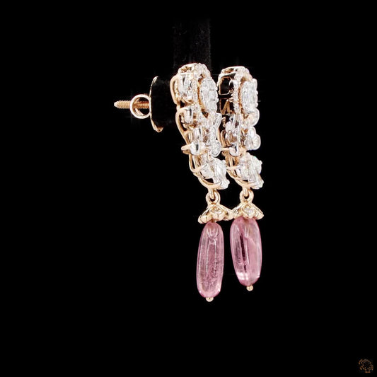 Pink Diamond Earrings in 18KT Rose Gold