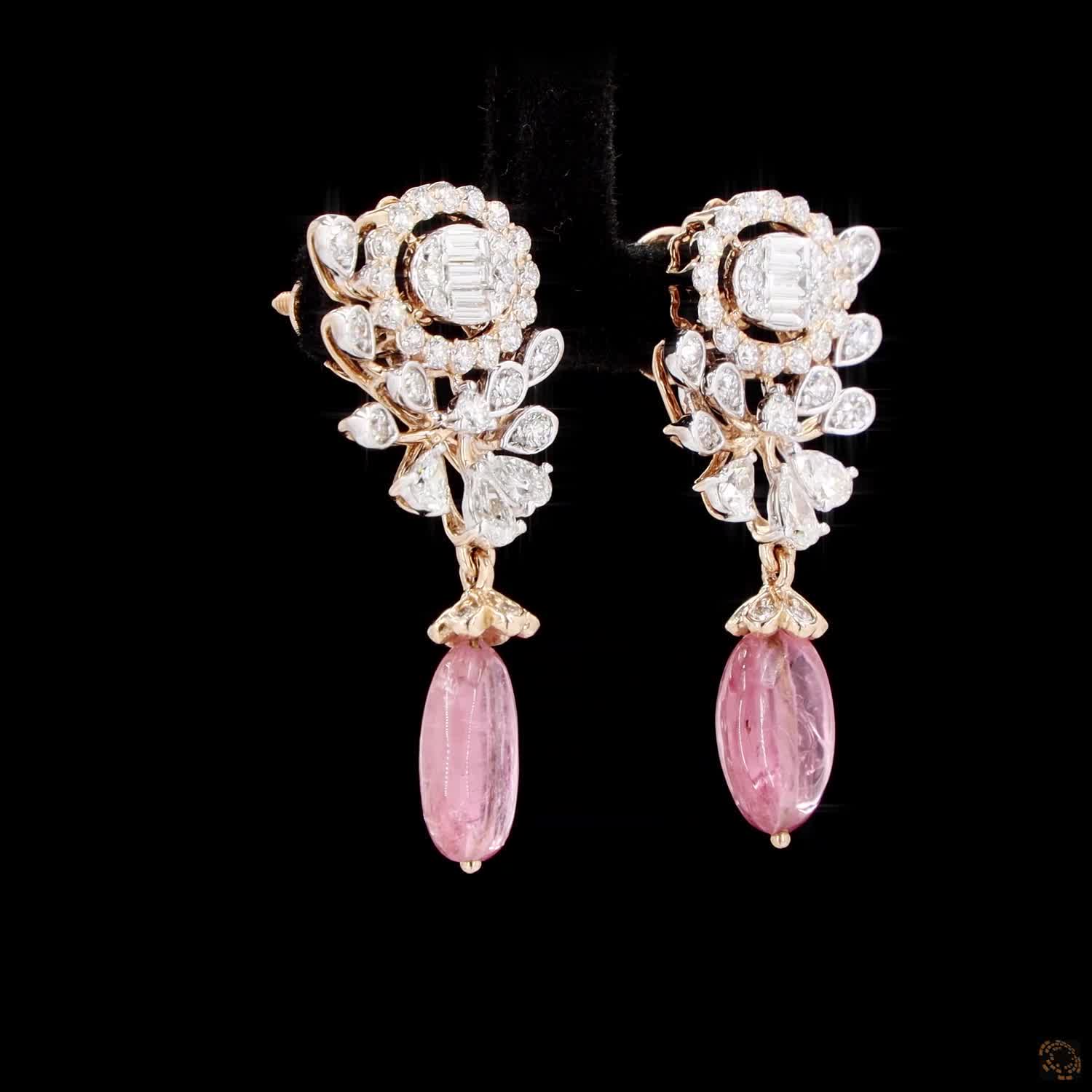 Pink Diamond Earrings in 18KT Rose Gold