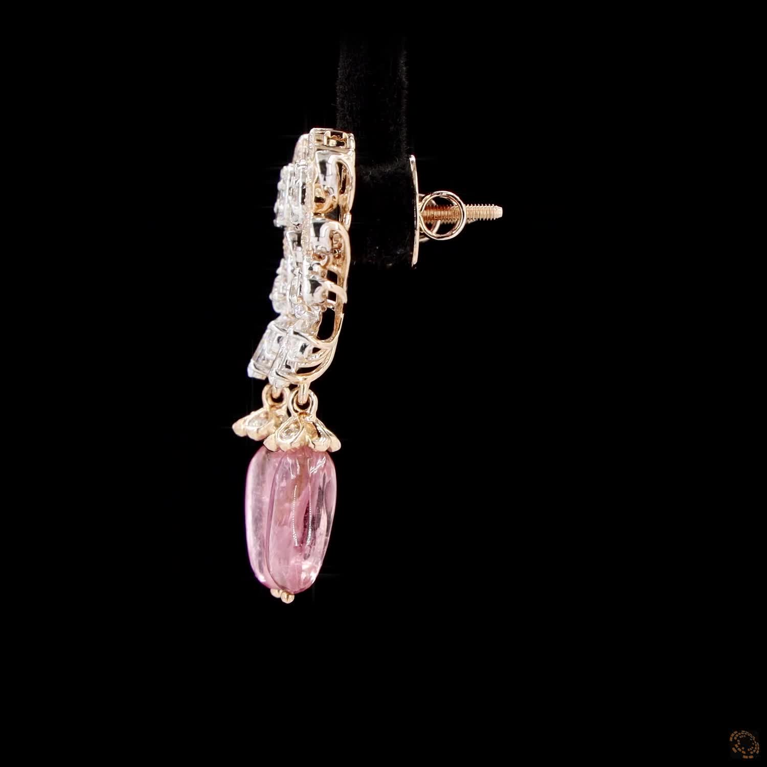 Pink Diamond Earrings in 18KT Rose Gold
