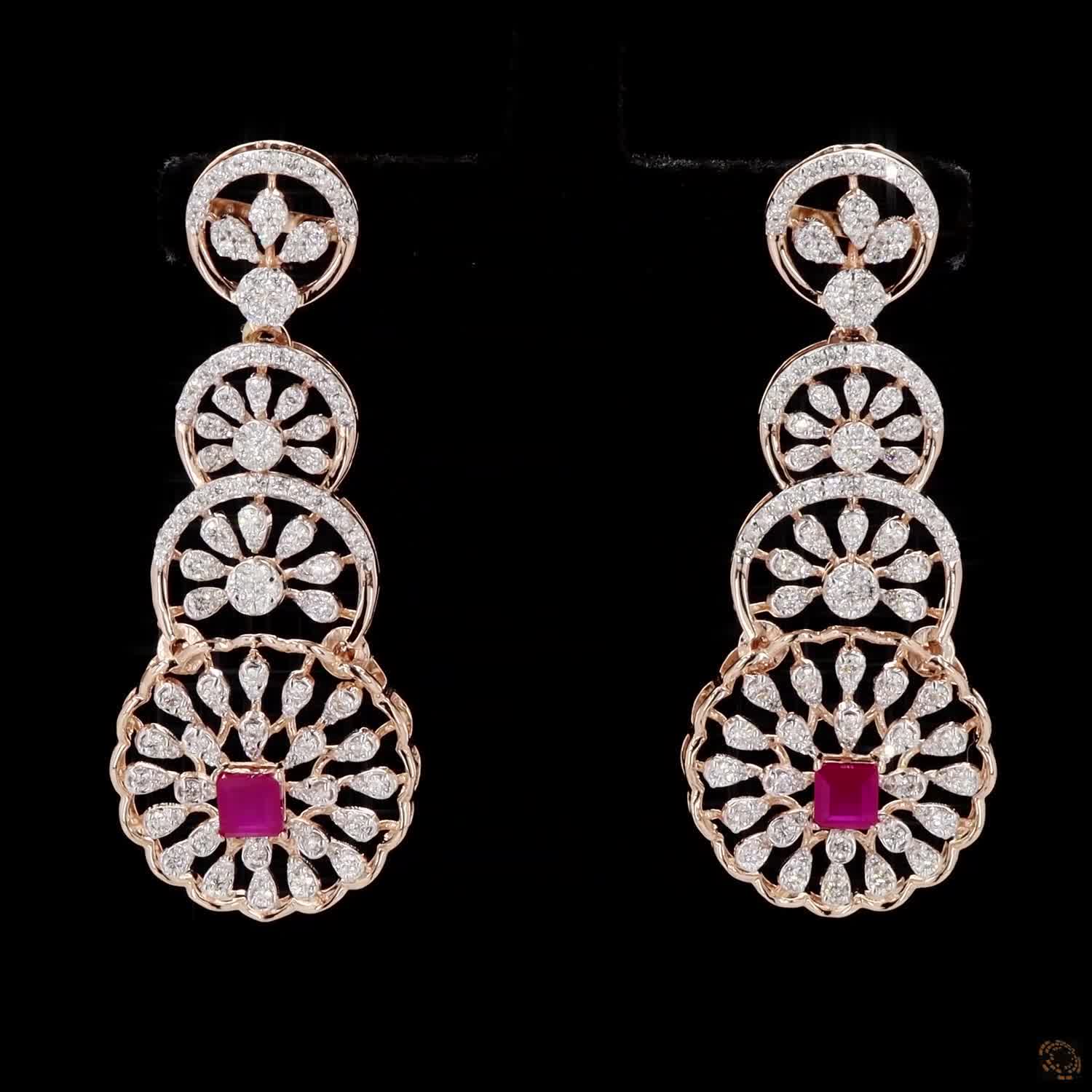 Ruby Diamond Earrings in 18KT Rose Gold