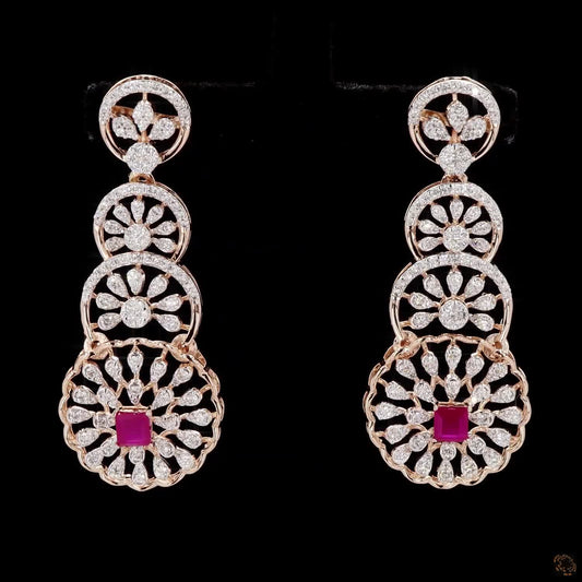 Ruby Diamond Earrings in 18KT Rose Gold