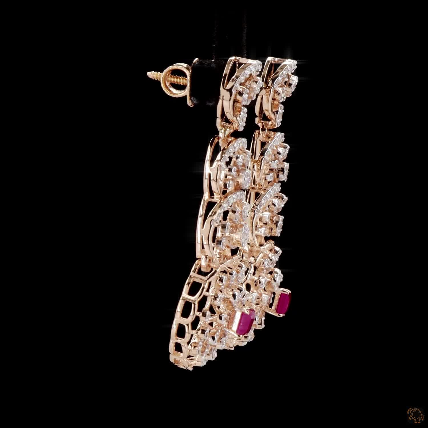 Ruby Diamond Earrings in 18KT Rose Gold