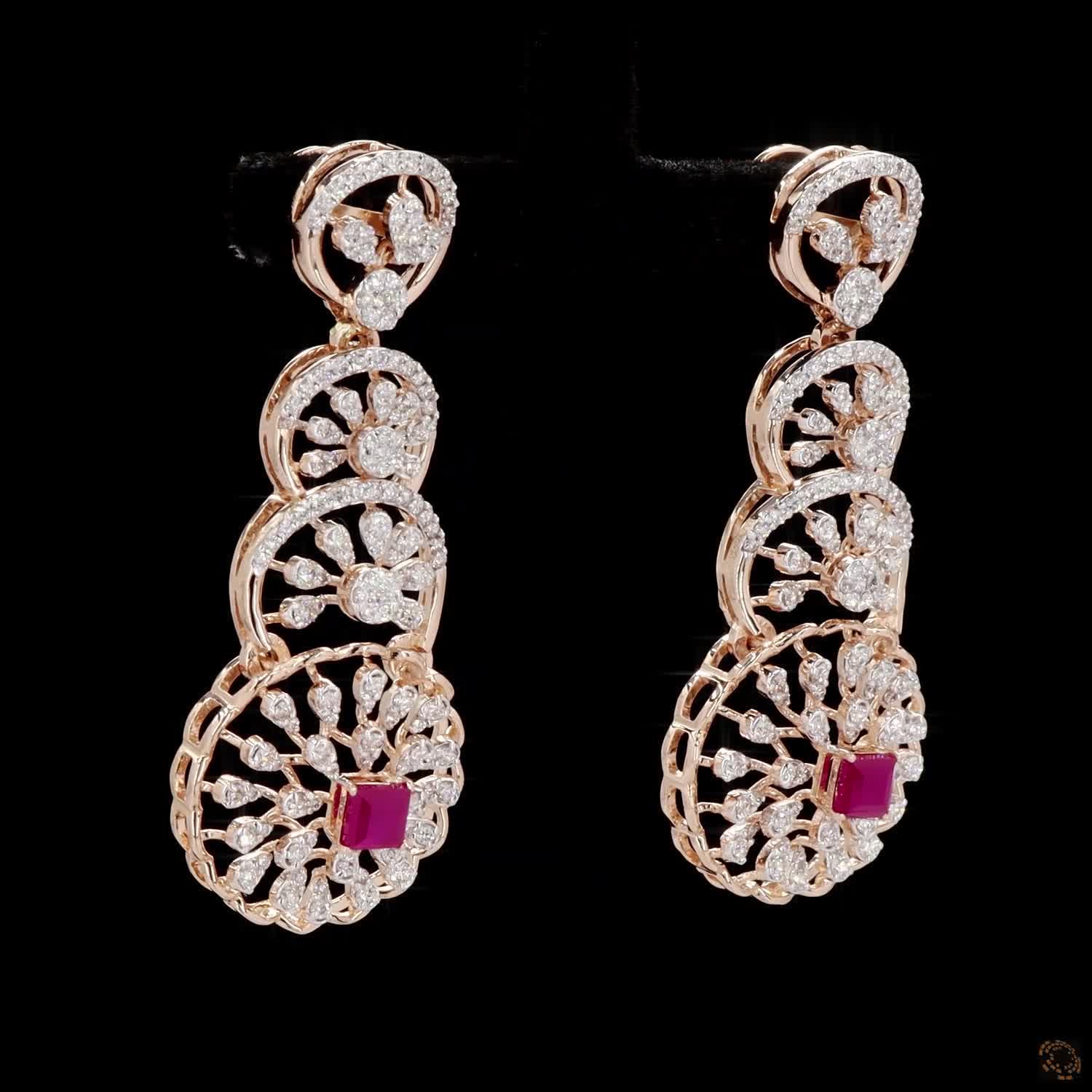 Ruby Diamond Earrings in 18KT Rose Gold