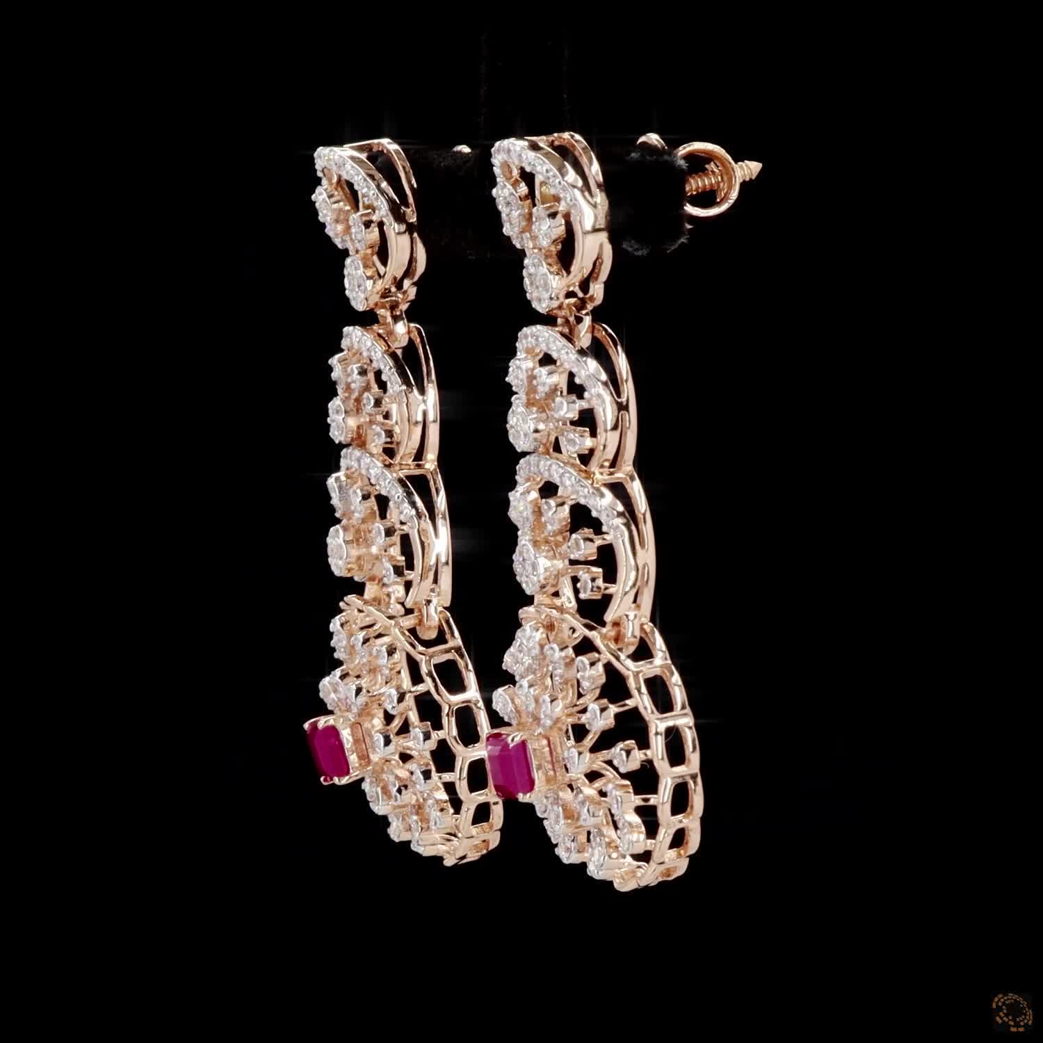 Ruby Diamond Earrings in 18KT Rose Gold