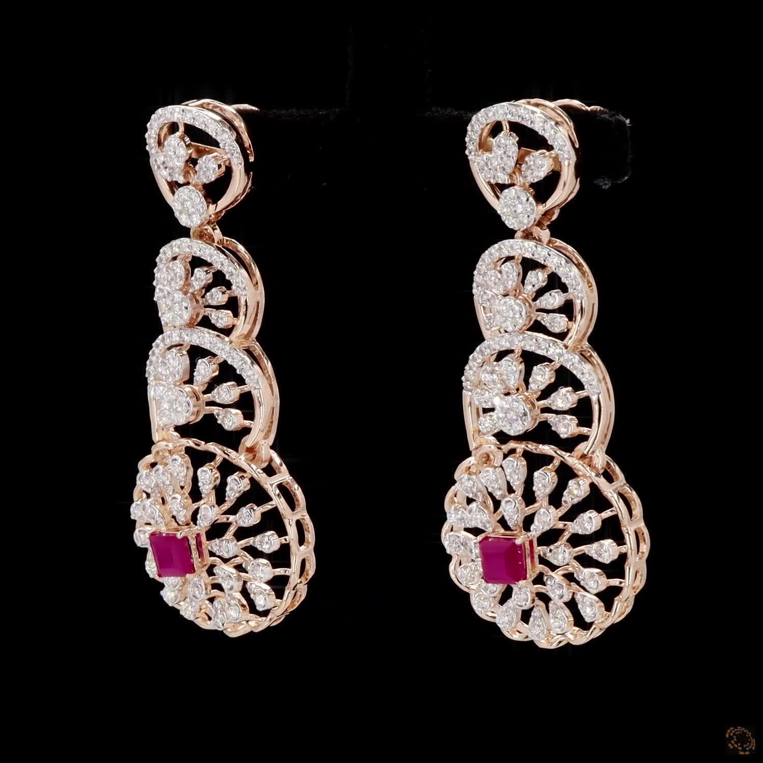 Ruby Diamond Earrings in 18KT Rose Gold