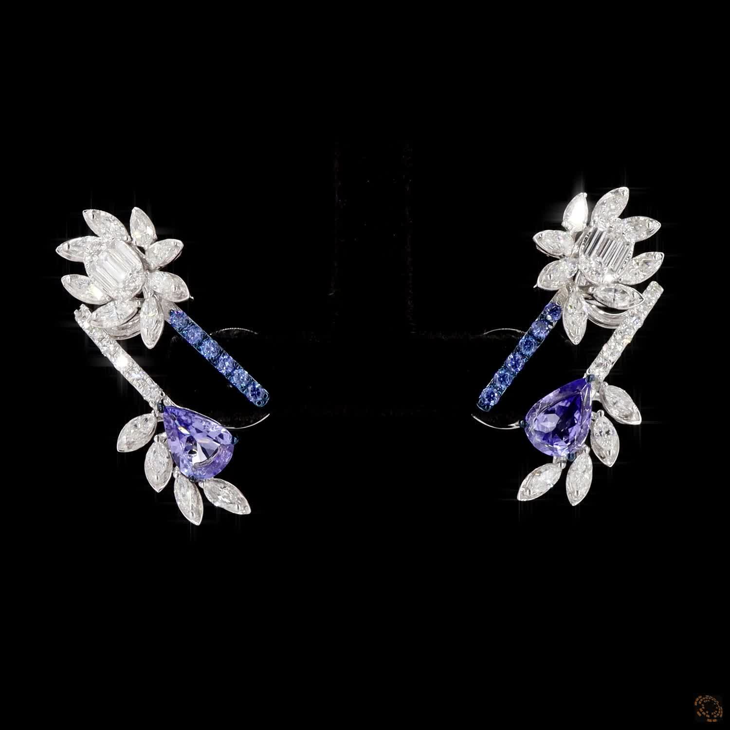 Ruby Diamond Earrings in 18KT White Gold