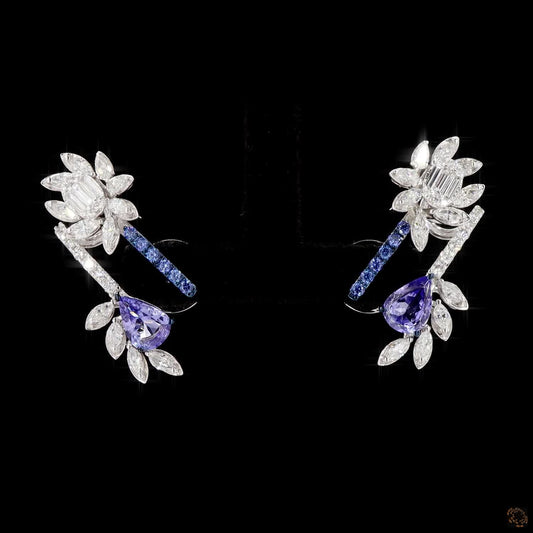 Ruby Diamond Earrings in 18KT White Gold