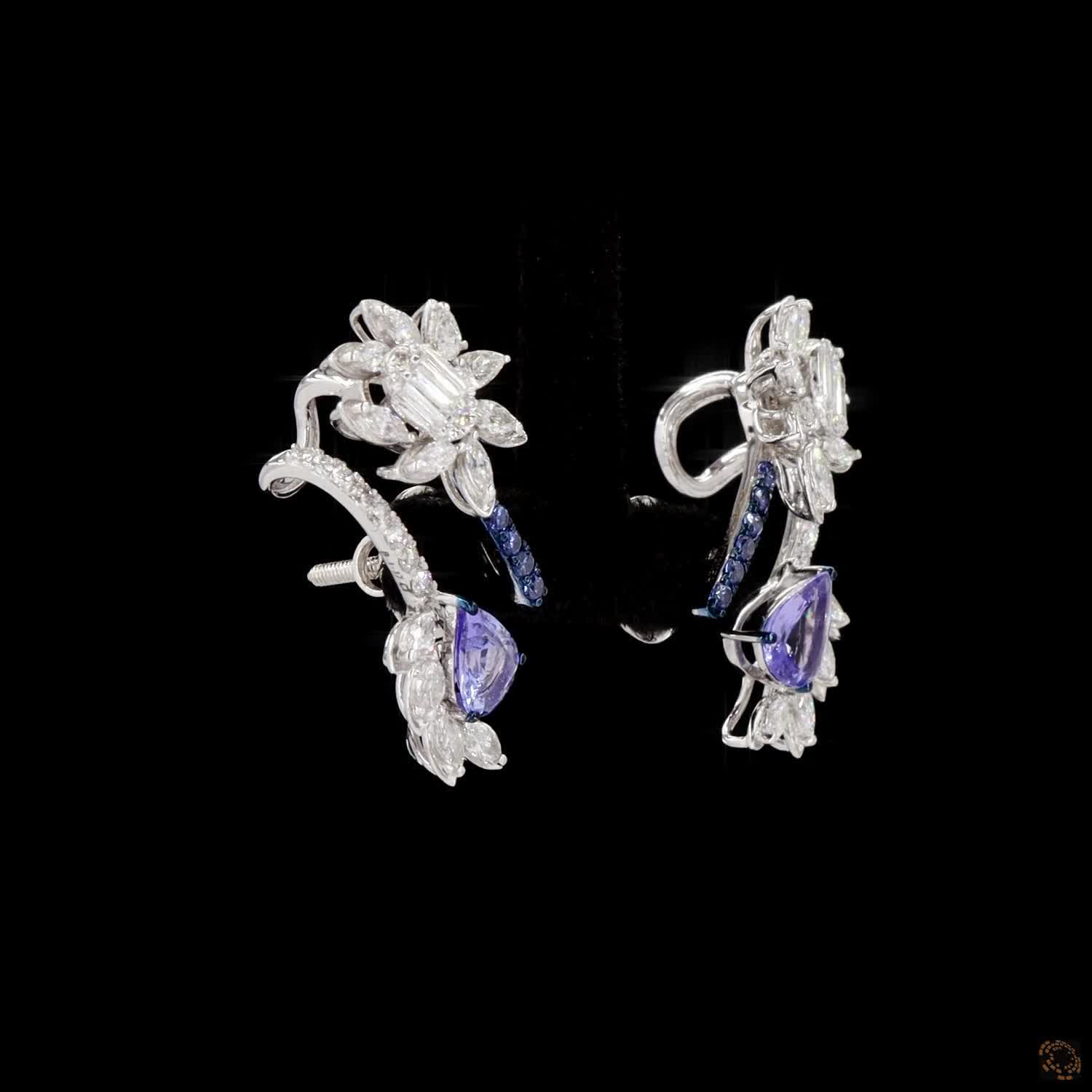 Ruby Diamond Earrings in 18KT White Gold
