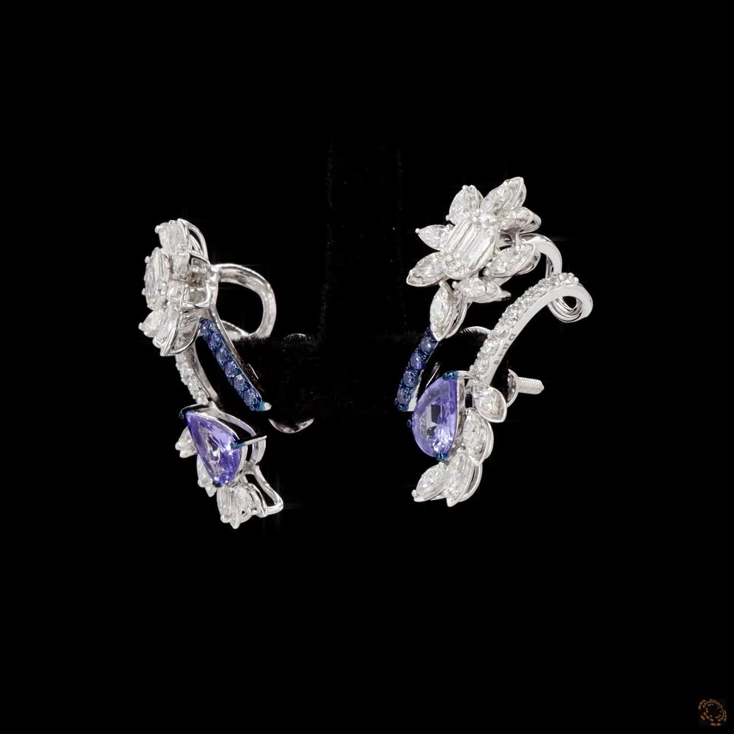 Ruby Diamond Earrings in 18KT White Gold