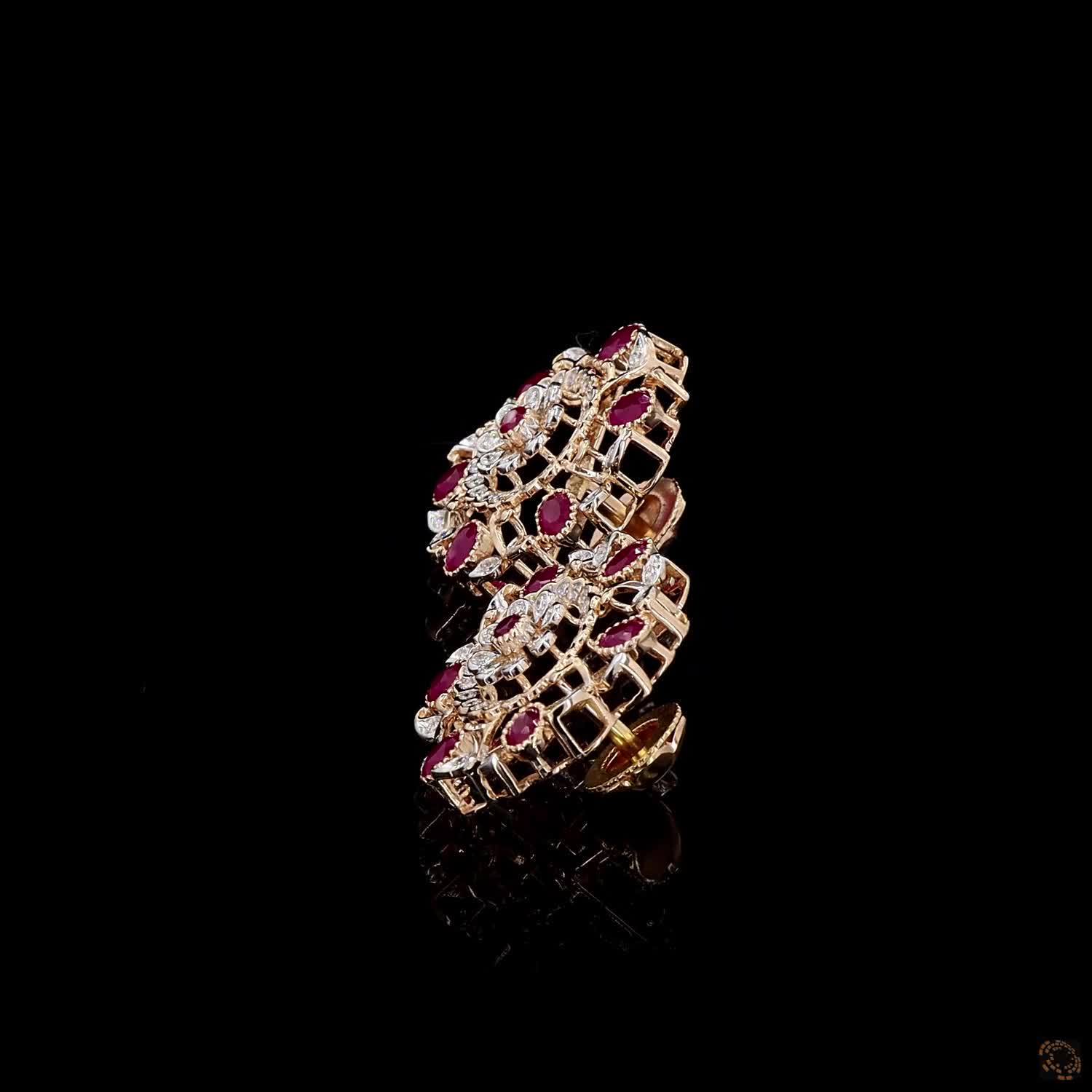 Ruby Diamond Earrings in 18KT Yellow Gold