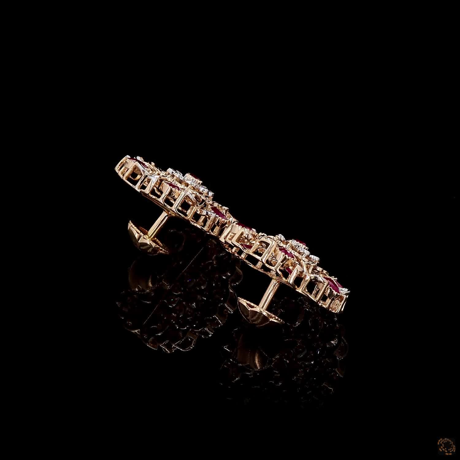 Ruby Diamond Earrings in 18KT Yellow Gold