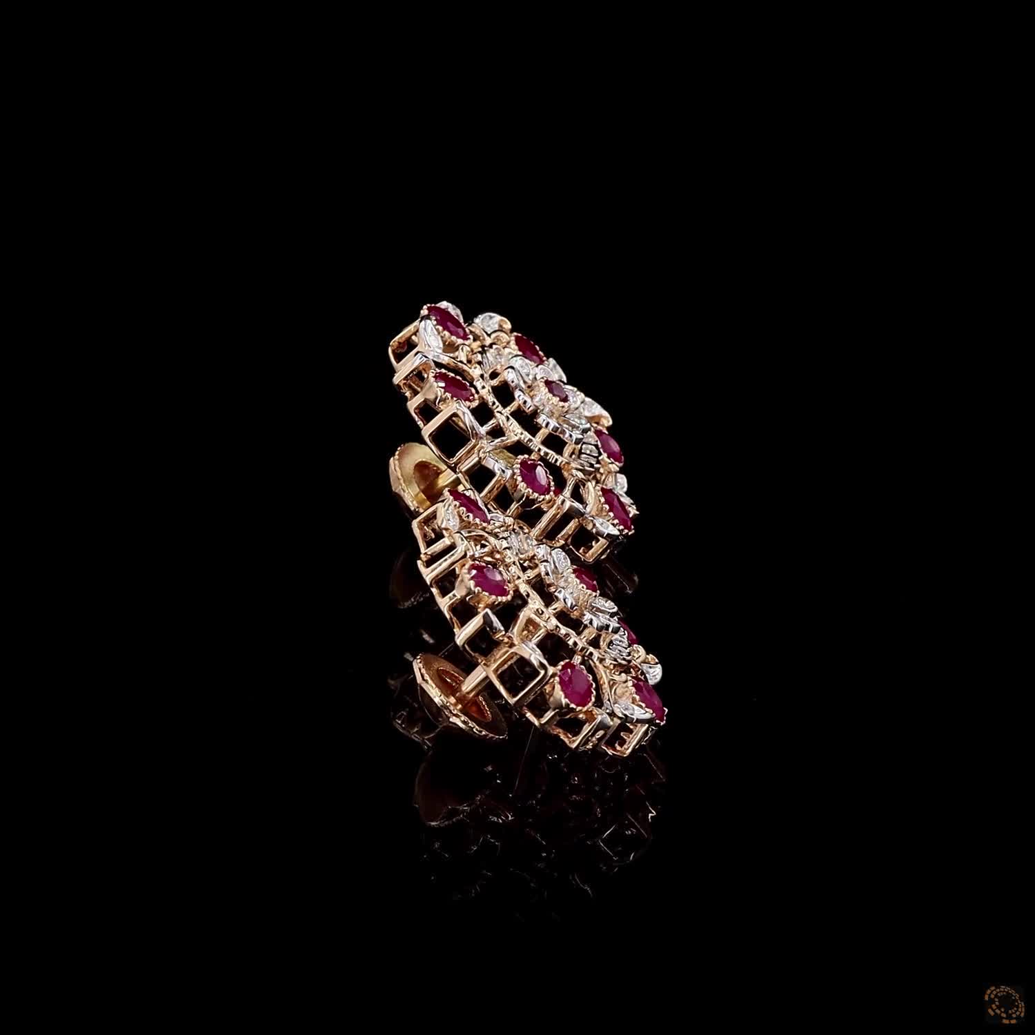 Ruby Diamond Earrings in 18KT Yellow Gold