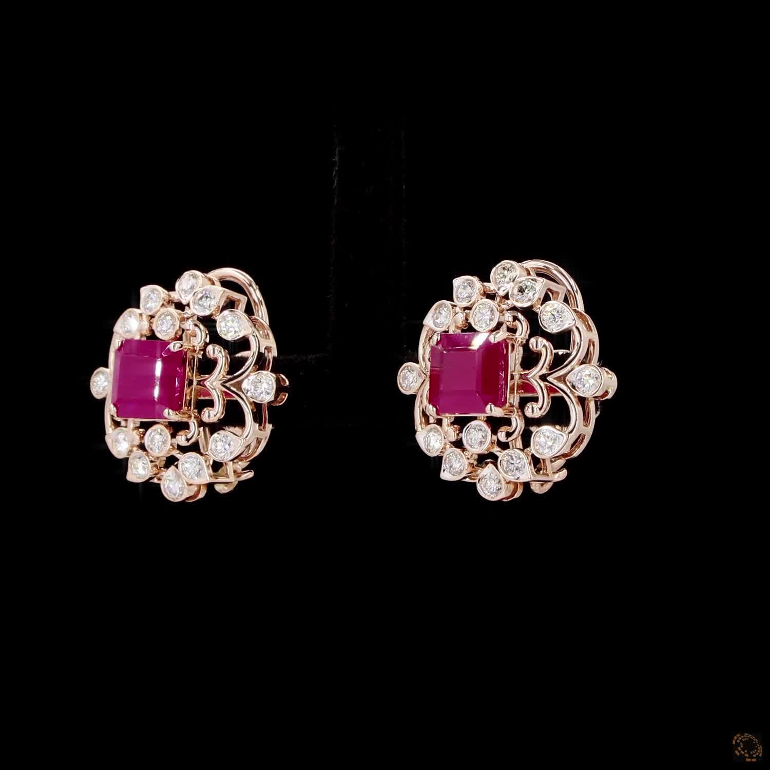 Ruby Diamond Earrings in 18KT Rose Gold