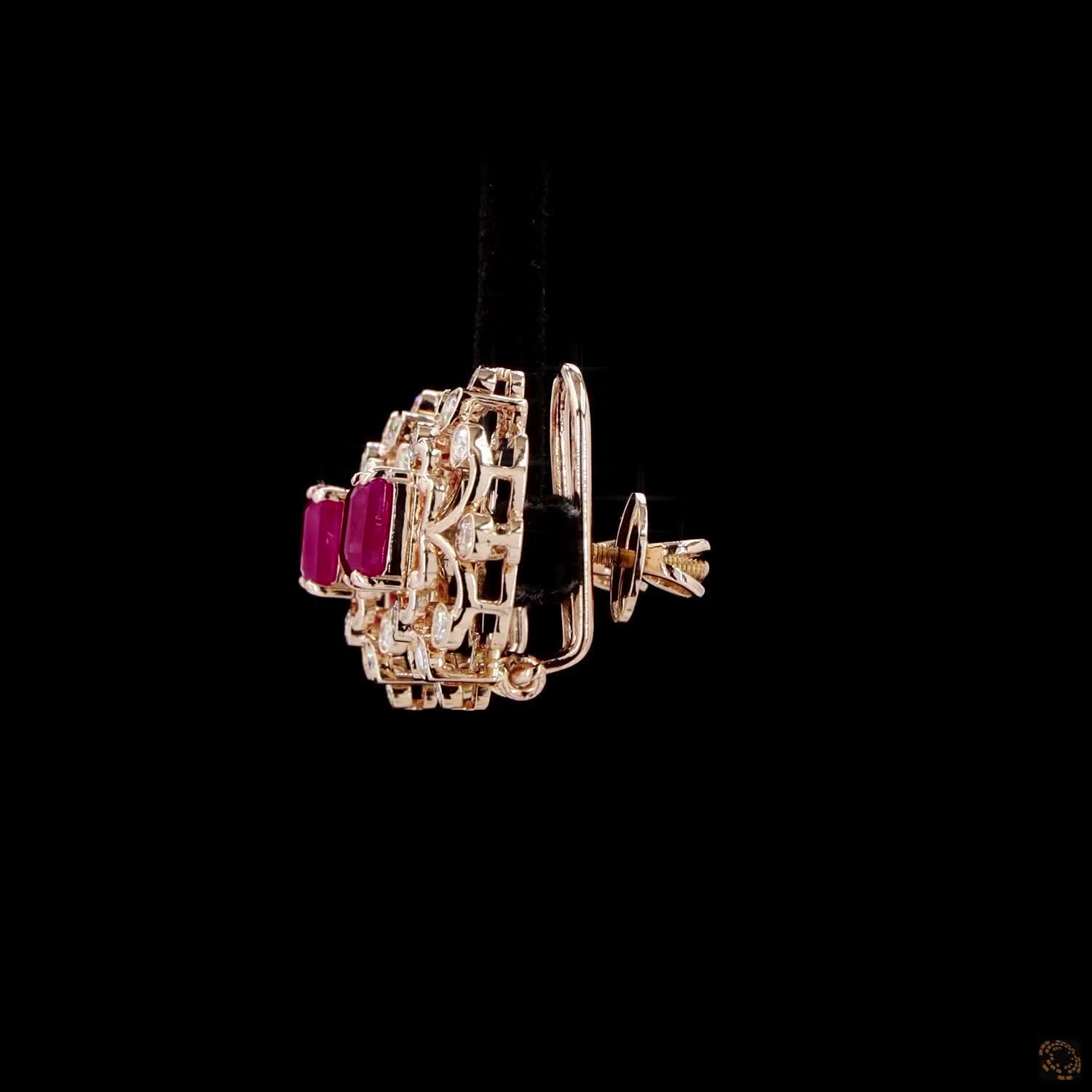 Ruby Diamond Earrings in 18KT Rose Gold