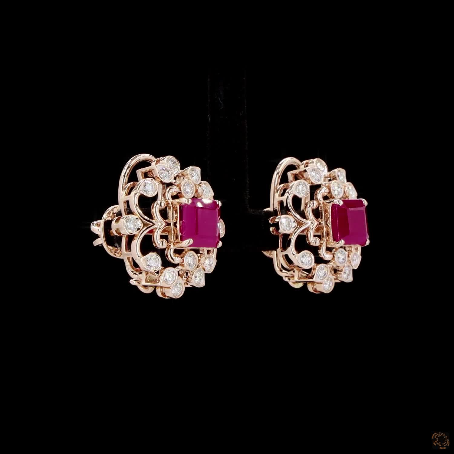 Ruby Diamond Earrings in 18KT Rose Gold