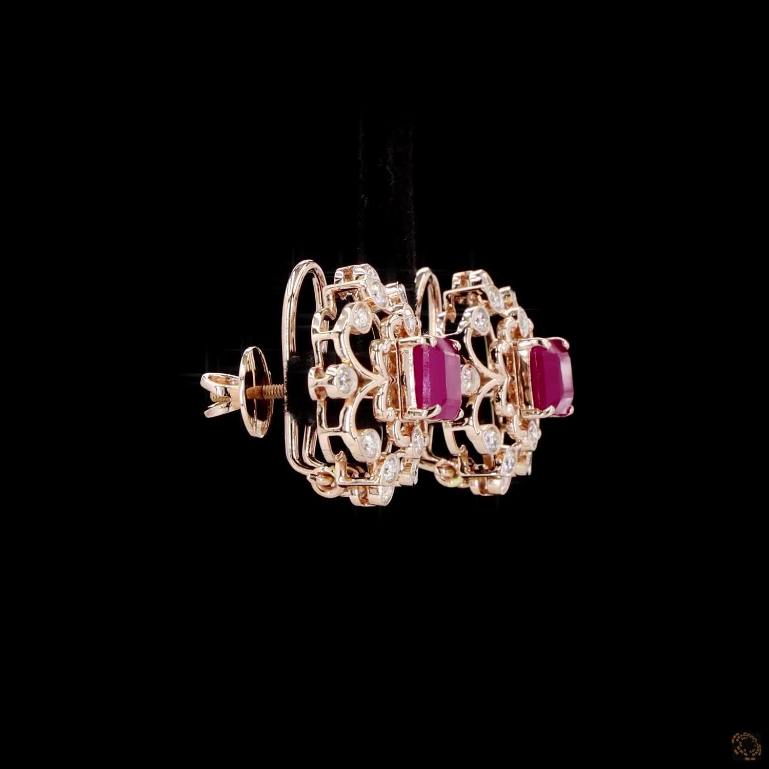 Ruby Diamond Earrings in 18KT Rose Gold