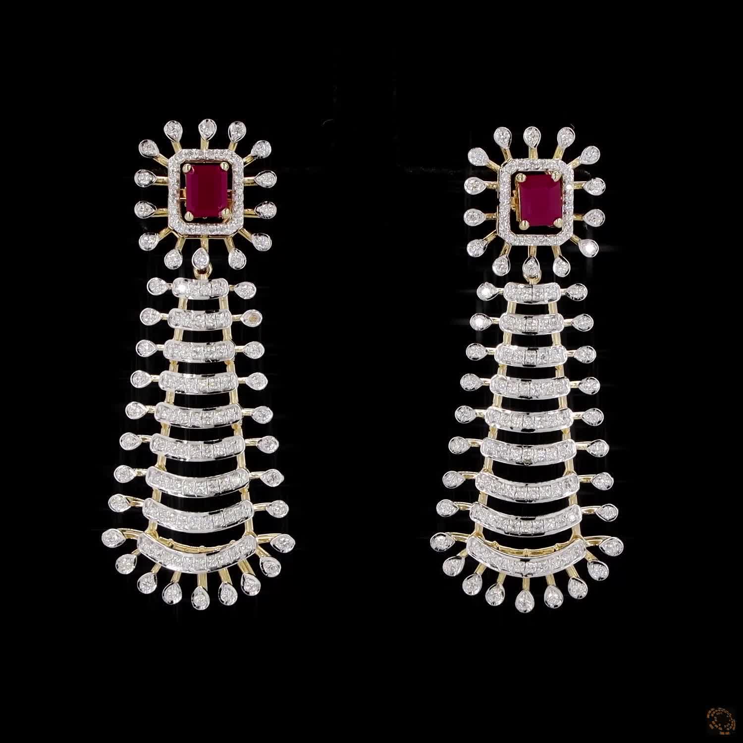 Ruby Diamond Earrings in 18KT Rose Gold