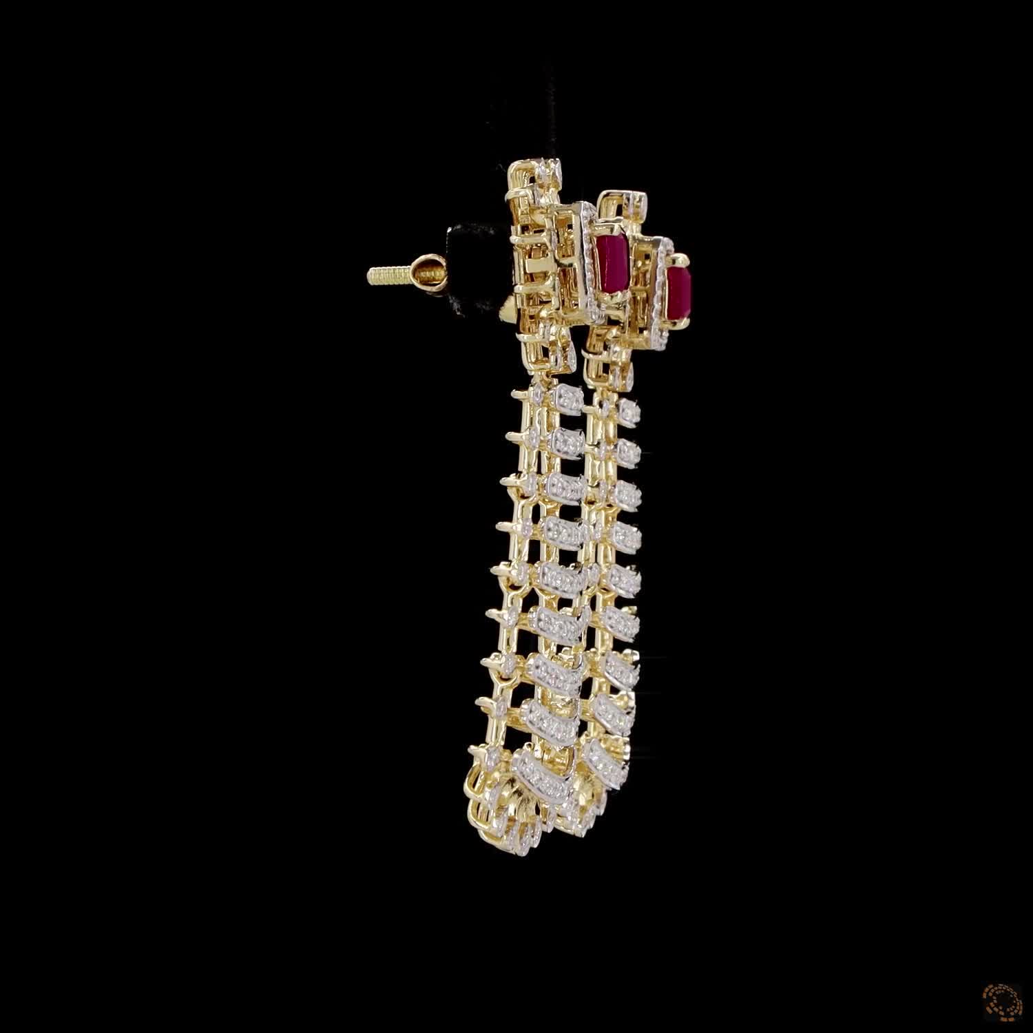 Ruby Diamond Earrings in 18KT Rose Gold