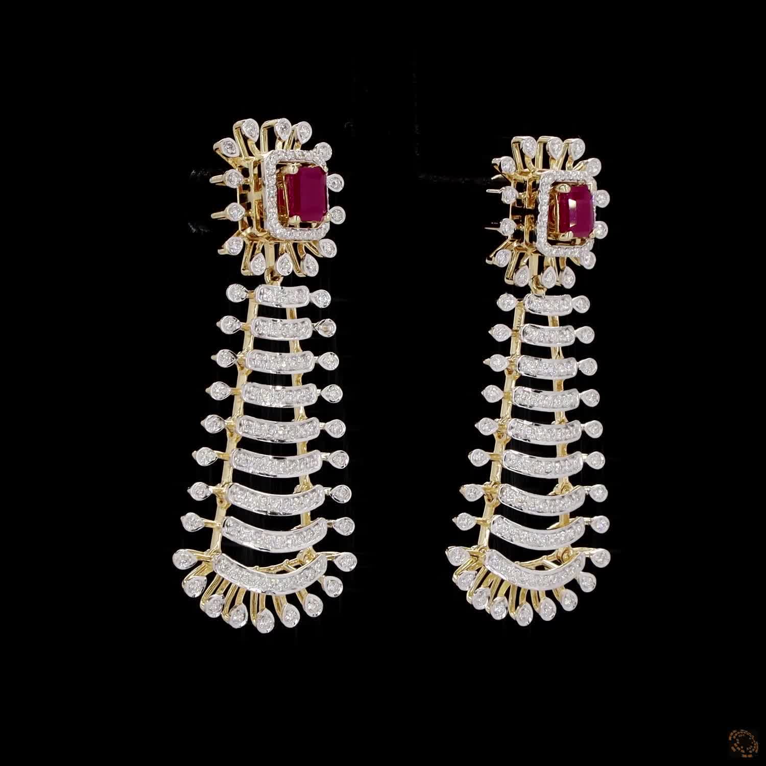 Ruby Diamond Earrings in 18KT Rose Gold