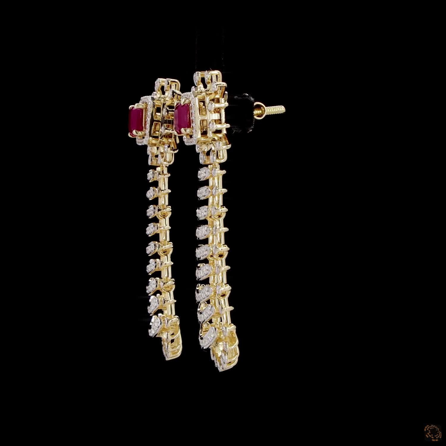 Ruby Diamond Earrings in 18KT Rose Gold