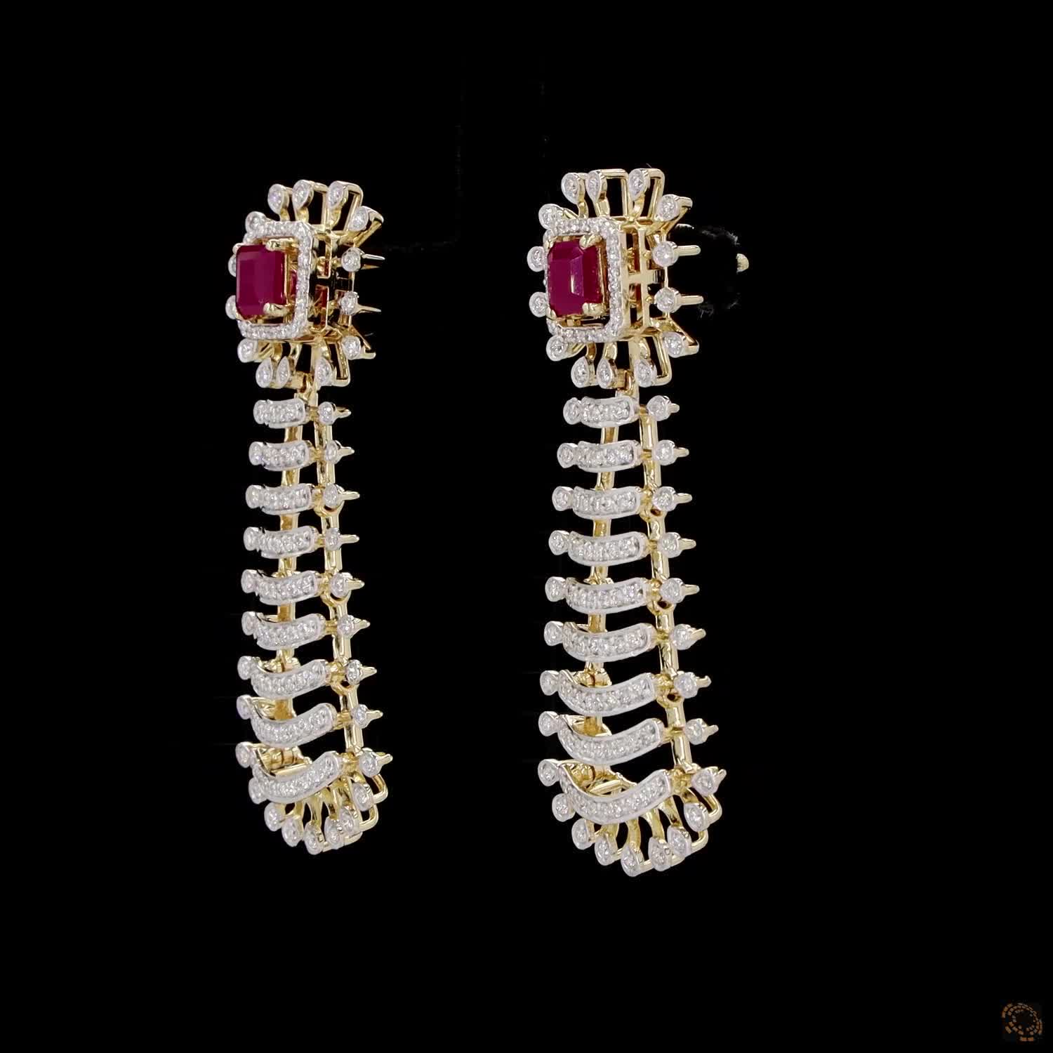 Ruby Diamond Earrings in 18KT Rose Gold