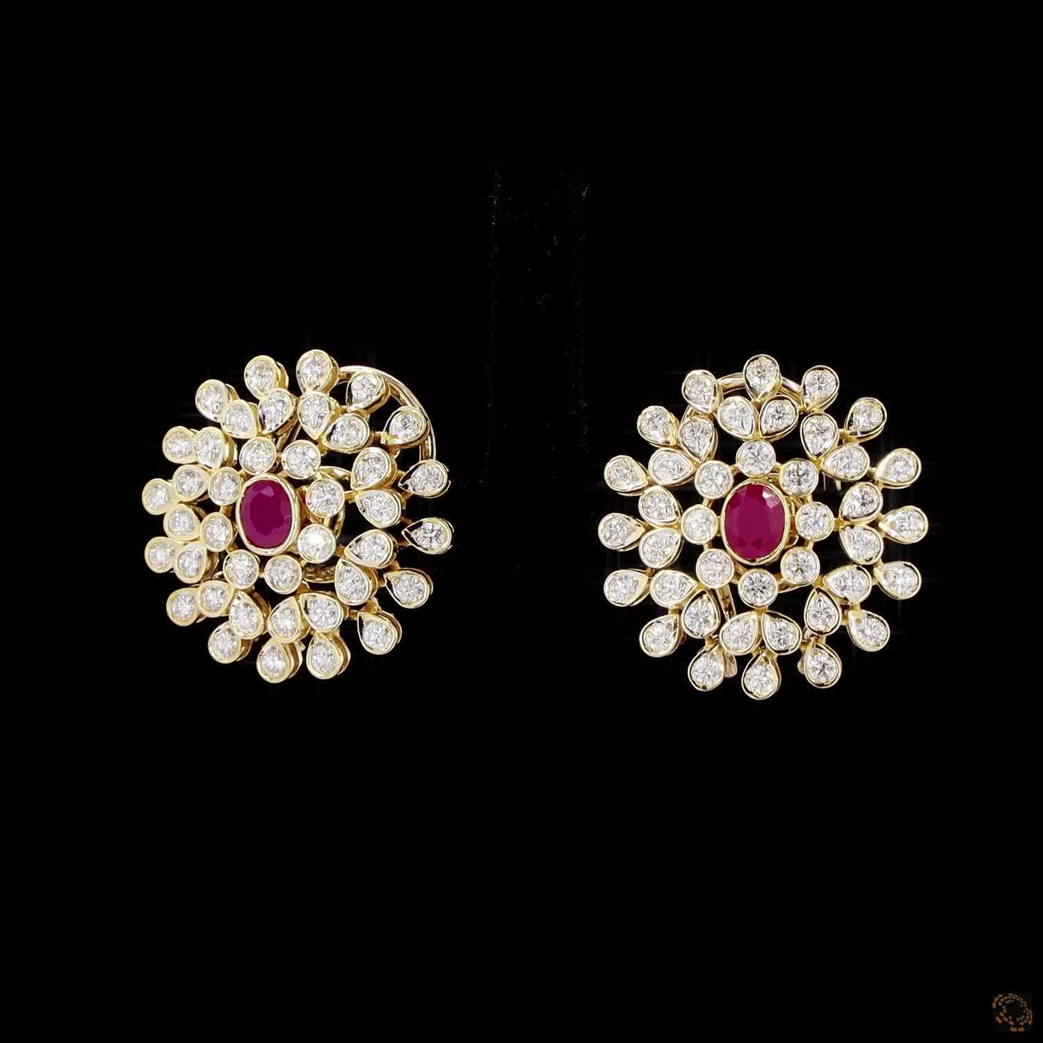 Emerald & Ruby Diamond Earrings in 18KT Rose Gold