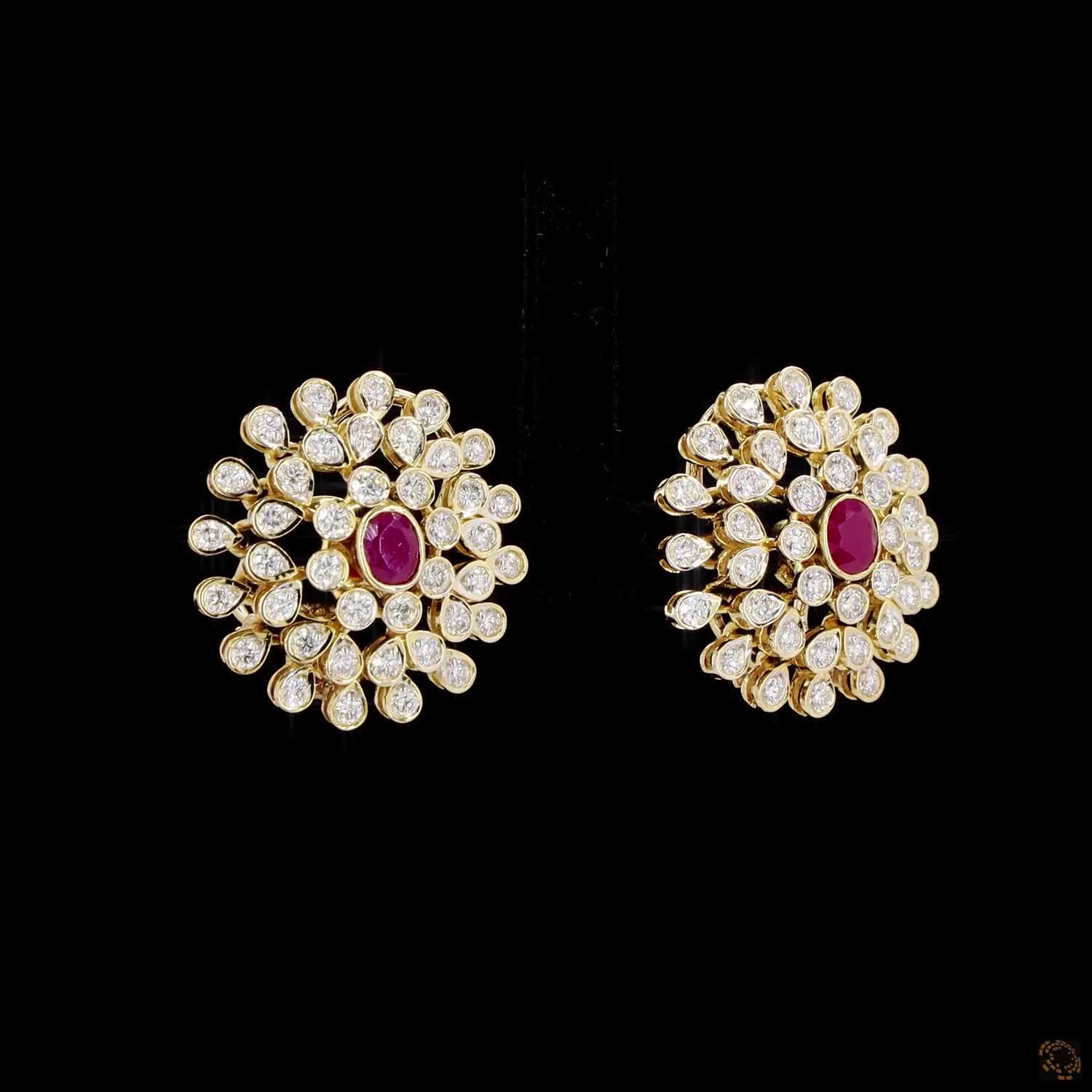 Emerald & Ruby Diamond Earrings in 18KT Rose Gold