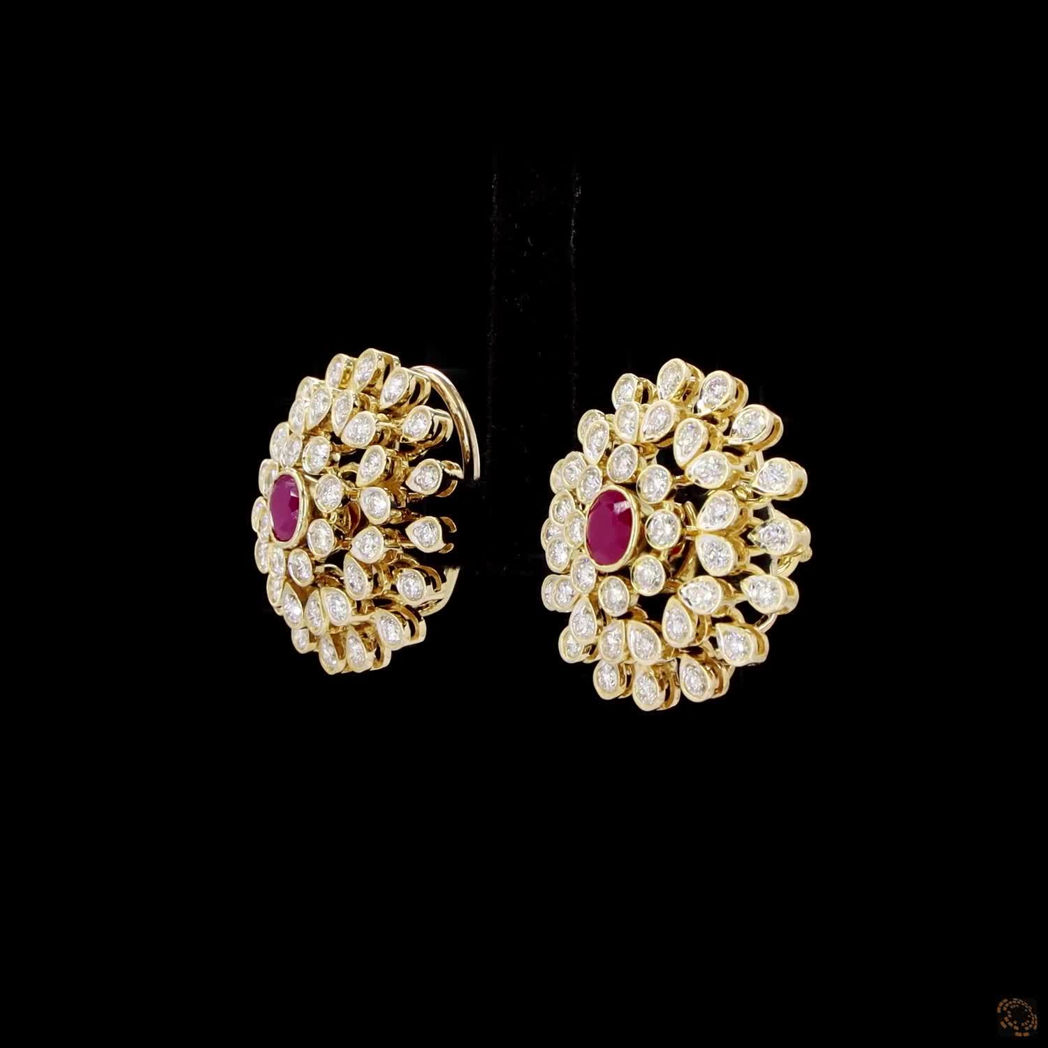 Emerald & Ruby Diamond Earrings in 18KT Rose Gold