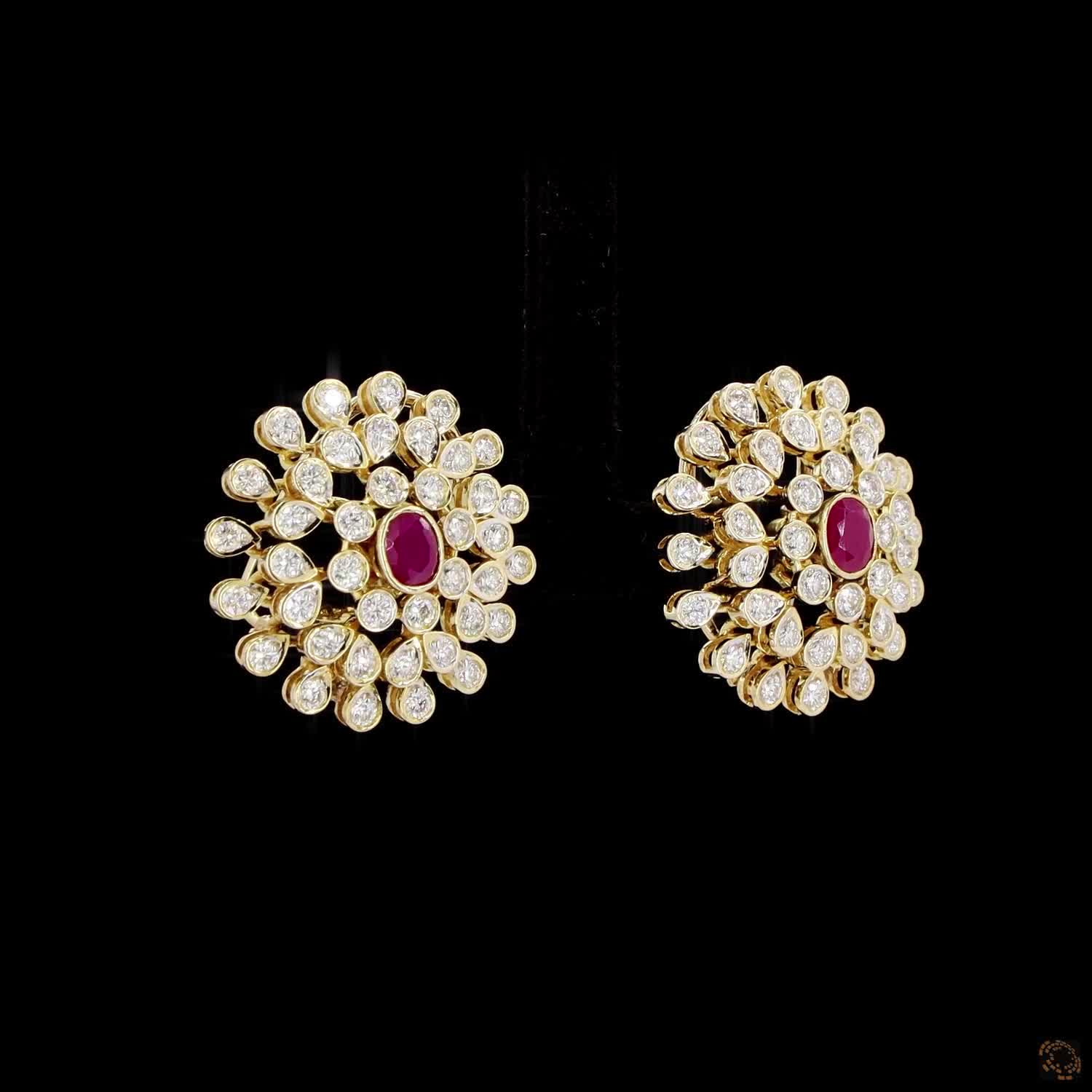 Emerald & Ruby Diamond Earrings in 18KT Rose Gold