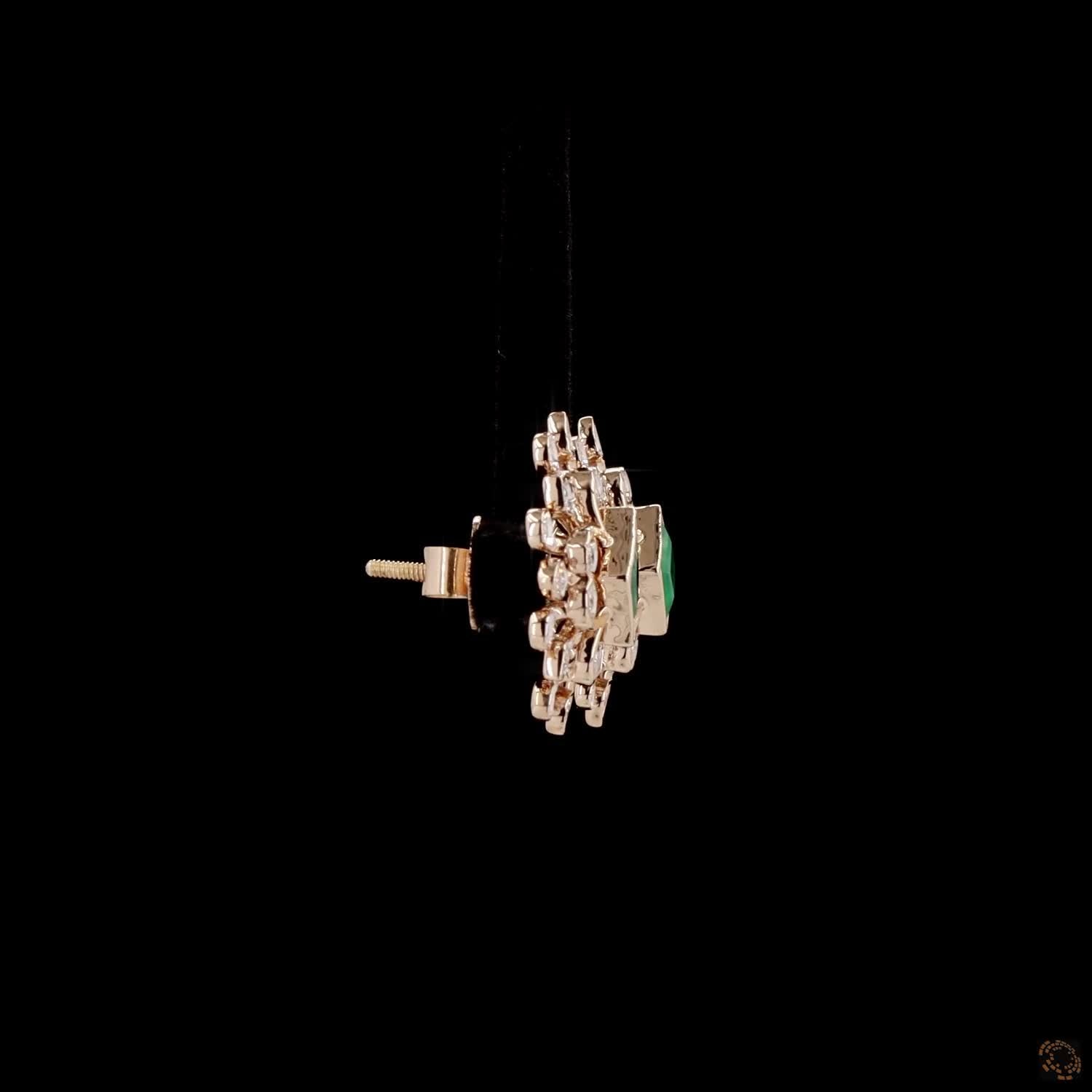 Emerald Diamond Earrings in 18KT Rose Gold