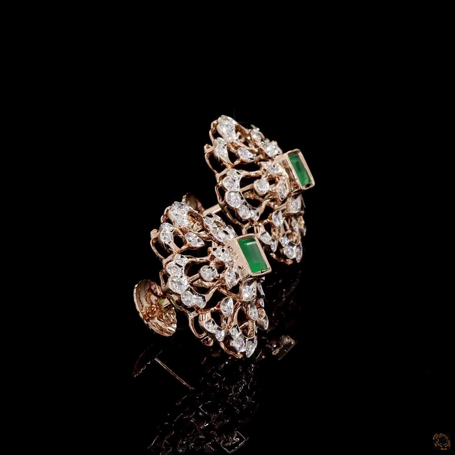 Emerald Diamond Earrings in 18KT Rose Gold