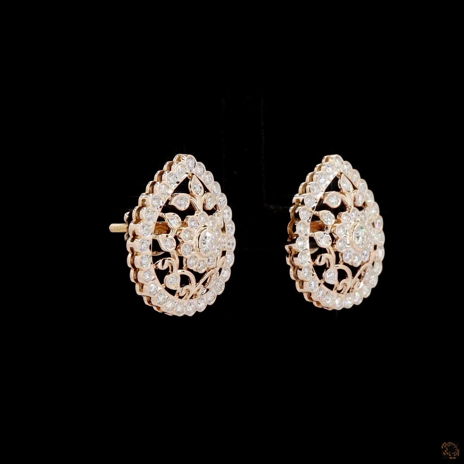 Diamond Earrings in 18KT Yellow Gold