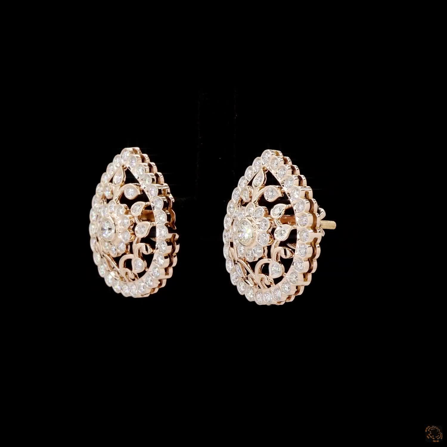Diamond Earrings in 18KT Yellow Gold