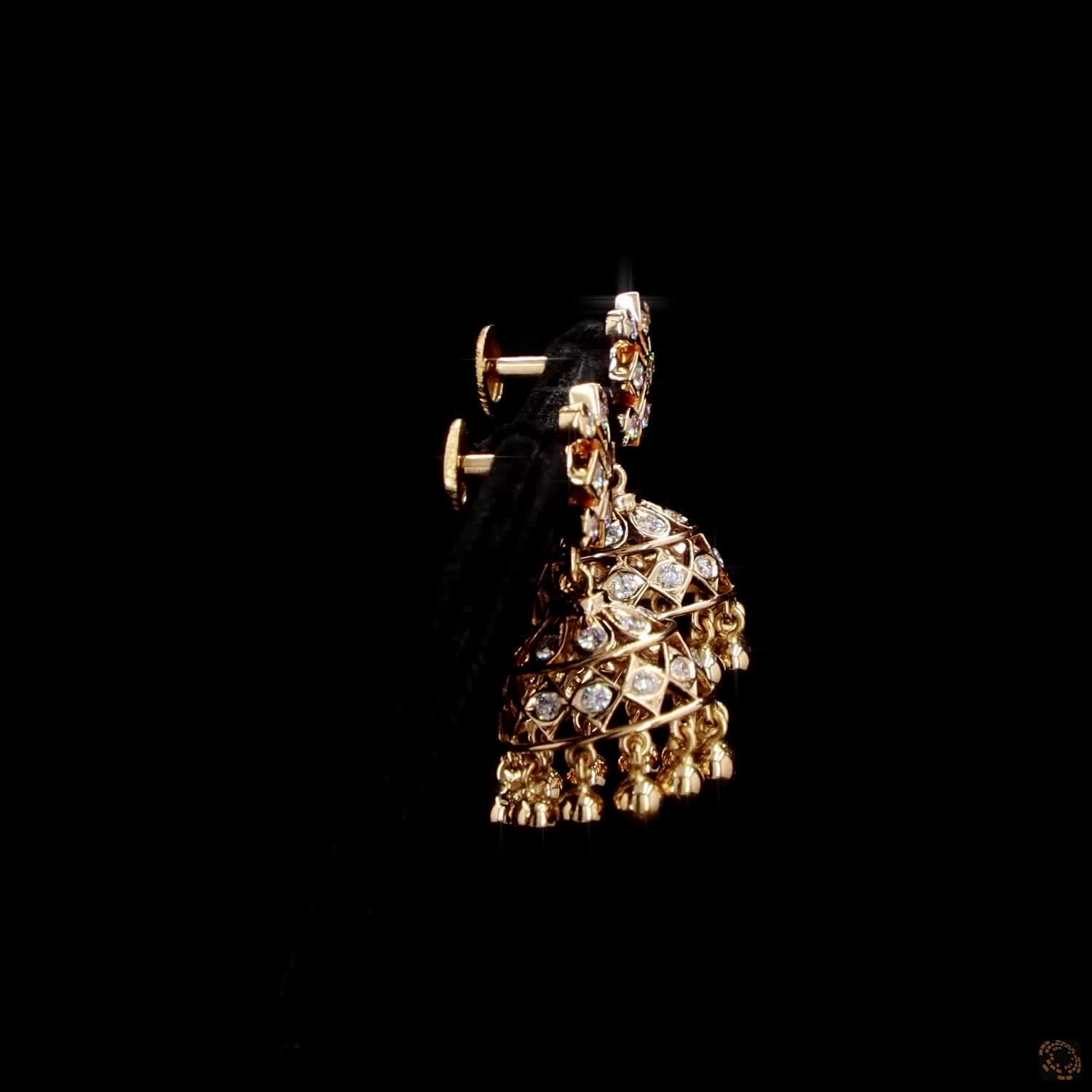 Diamond Earrings in 22KT Yellow Gold