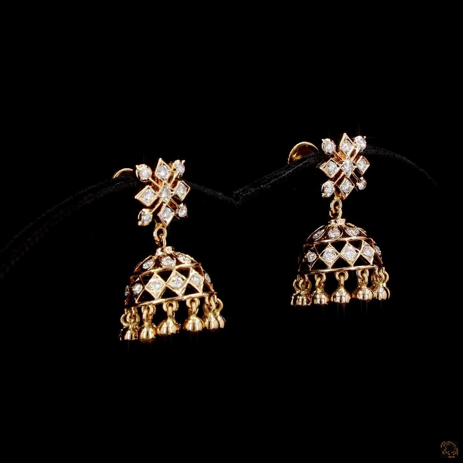 Diamond Earrings in 22KT Yellow Gold