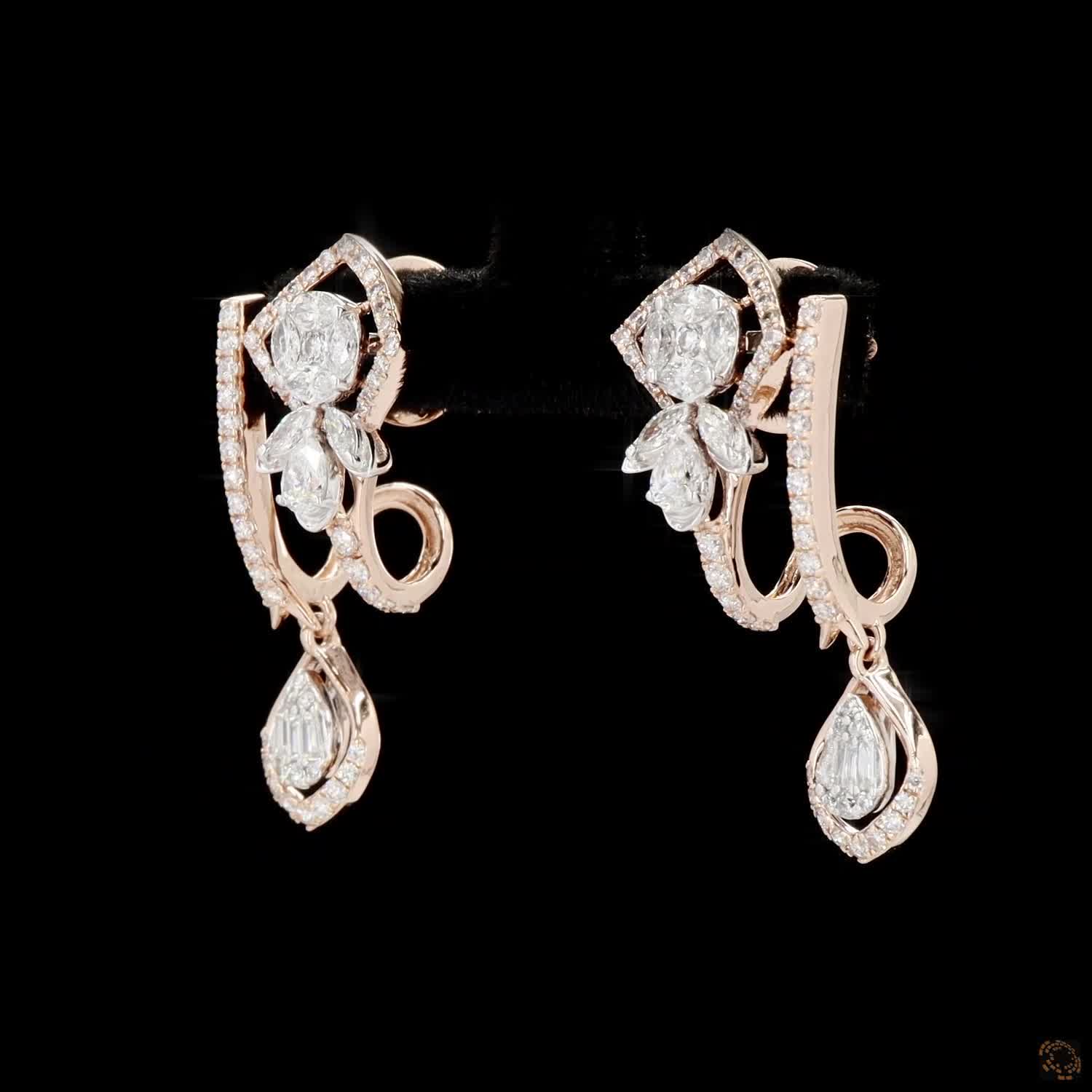 Diamond Earrings in 18KT Rose Gold