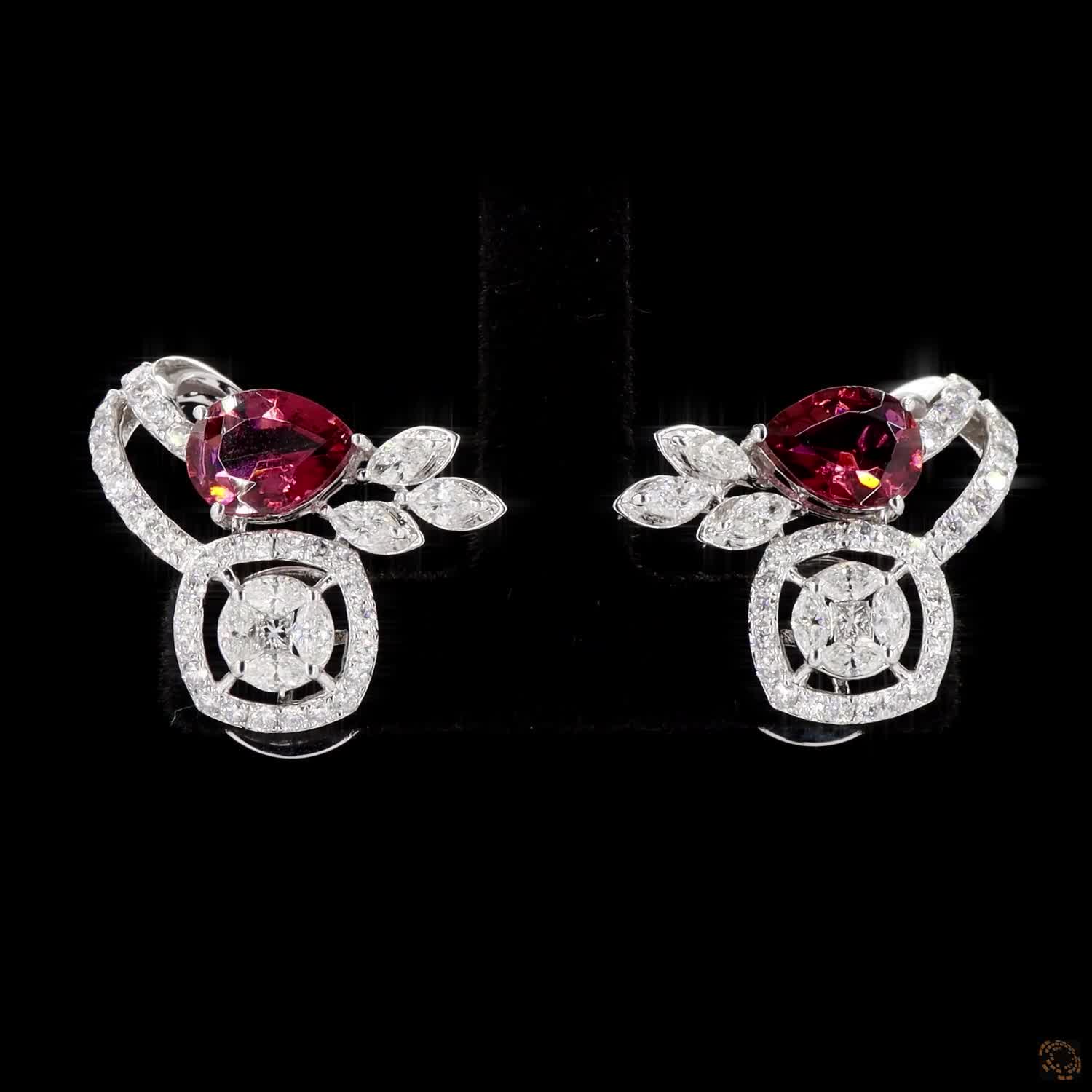 Ruby Diamond Earrings in 18KT White Gold