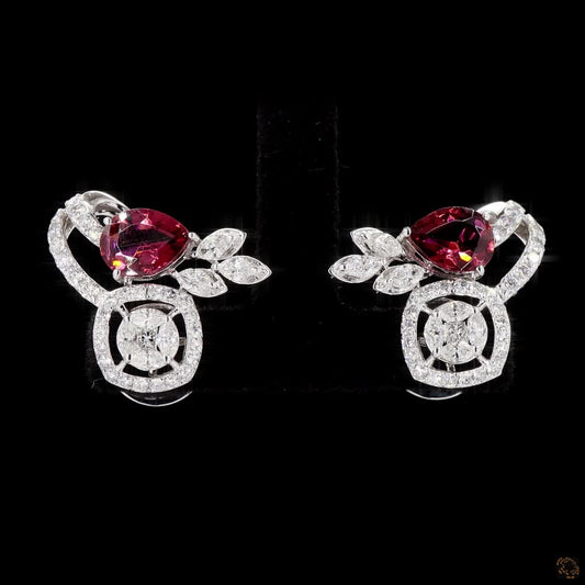 Ruby Diamond Earrings in 18KT White Gold