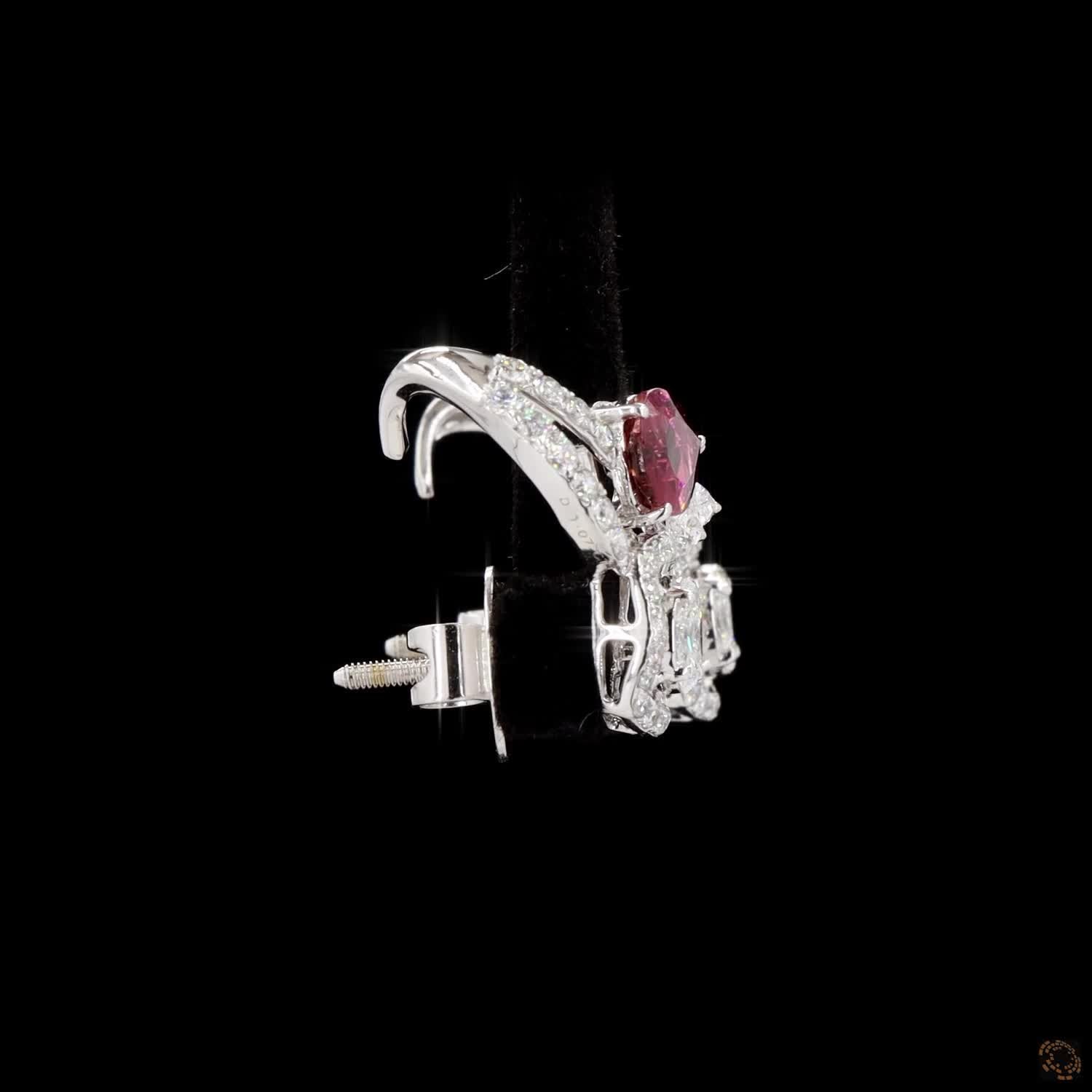Ruby Diamond Earrings in 18KT White Gold