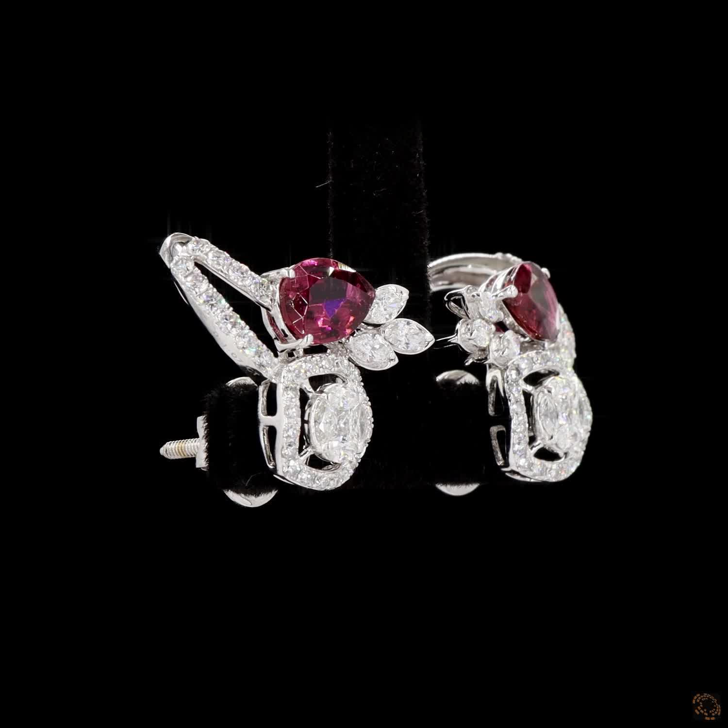 Ruby Diamond Earrings in 18KT White Gold