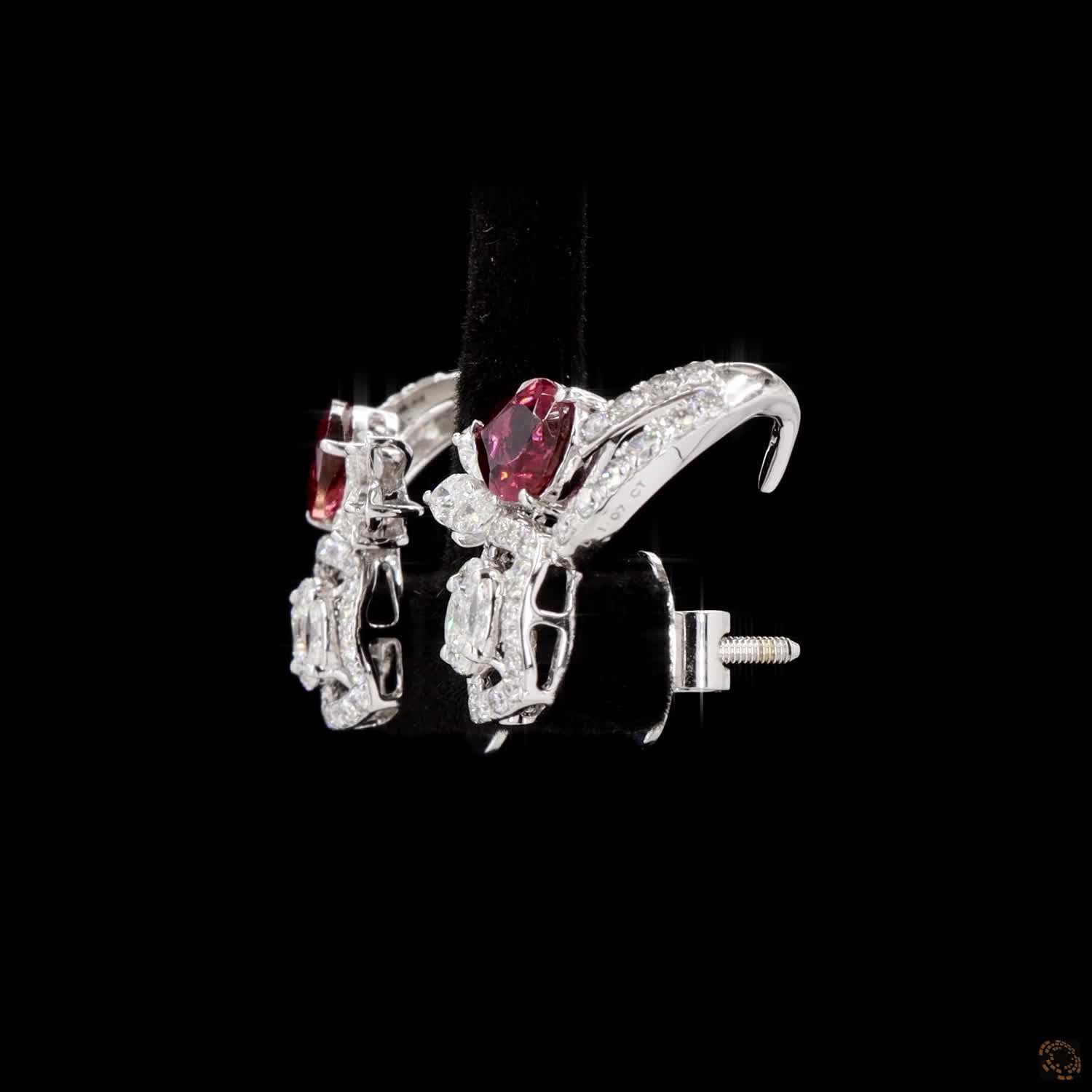 Ruby Diamond Earrings in 18KT White Gold