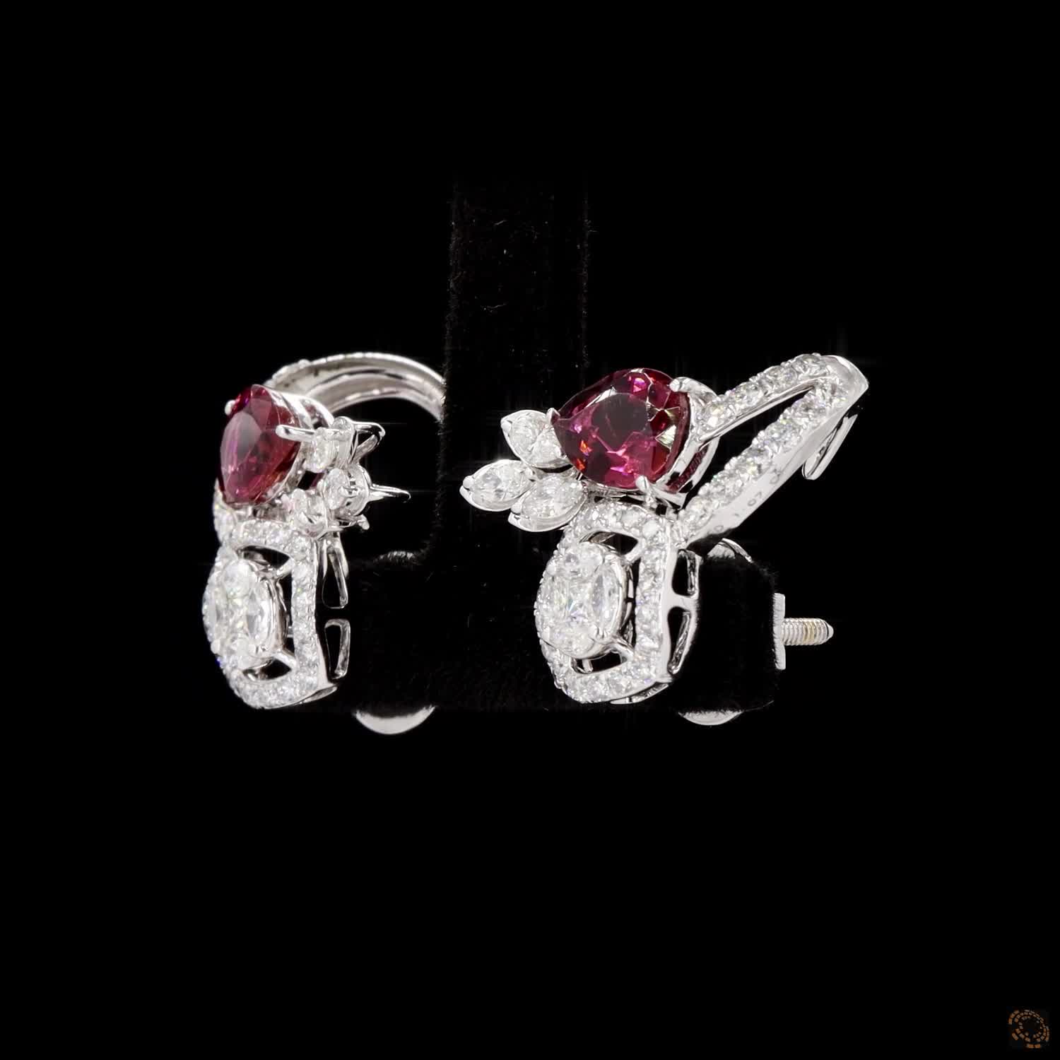Ruby Diamond Earrings in 18KT White Gold