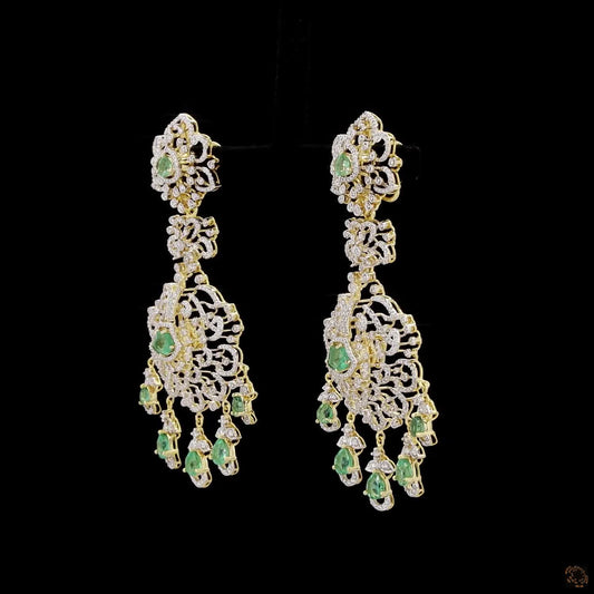 Emerald & Ruby Diamond Earrings in 18KT Yellow Gold