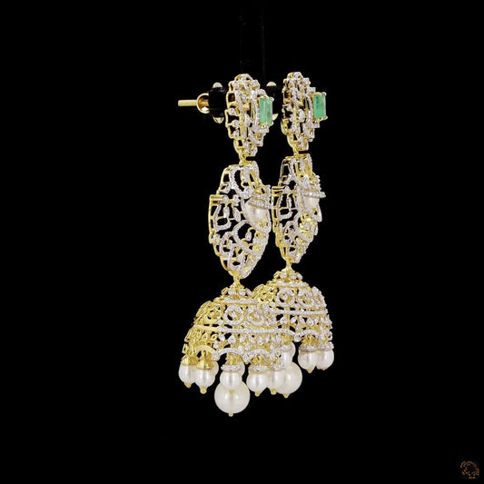 Emerald & Ruby Diamond Earrings in 18KT Yellow Gold