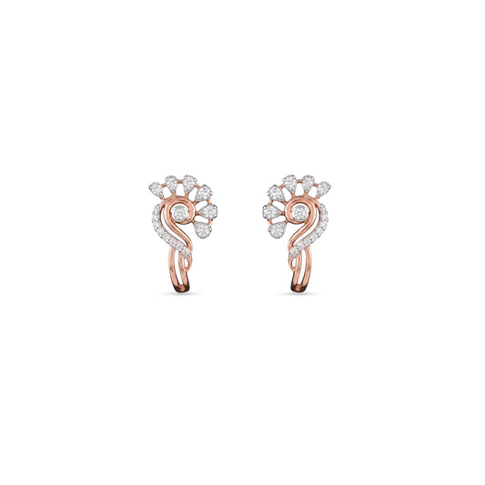 SWIRL BLOSSOM DIAMOND HOOP EARRINGS